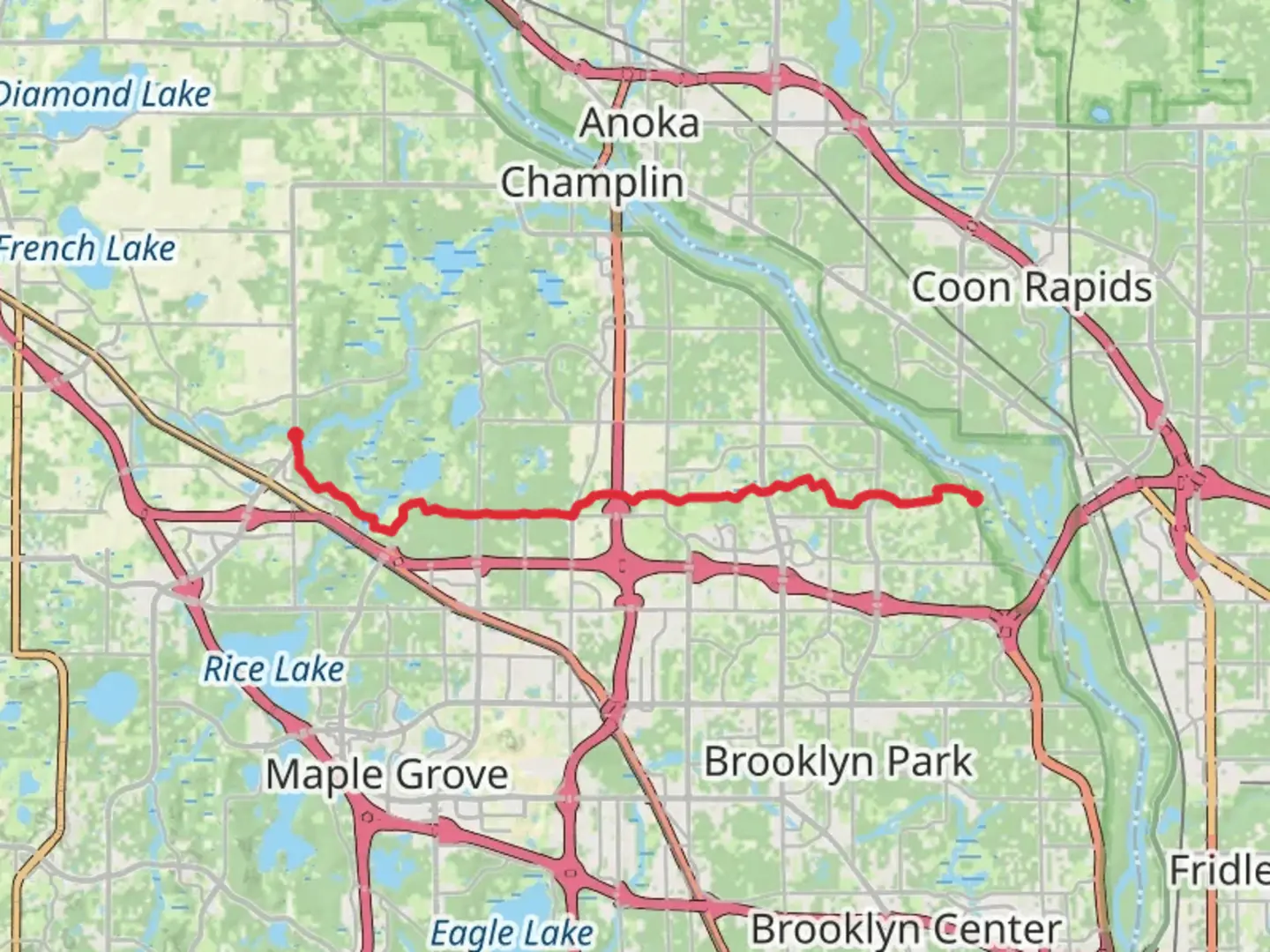 An image depicting the trail Valley and Rush Creek Regional Trail and its surrounding area.