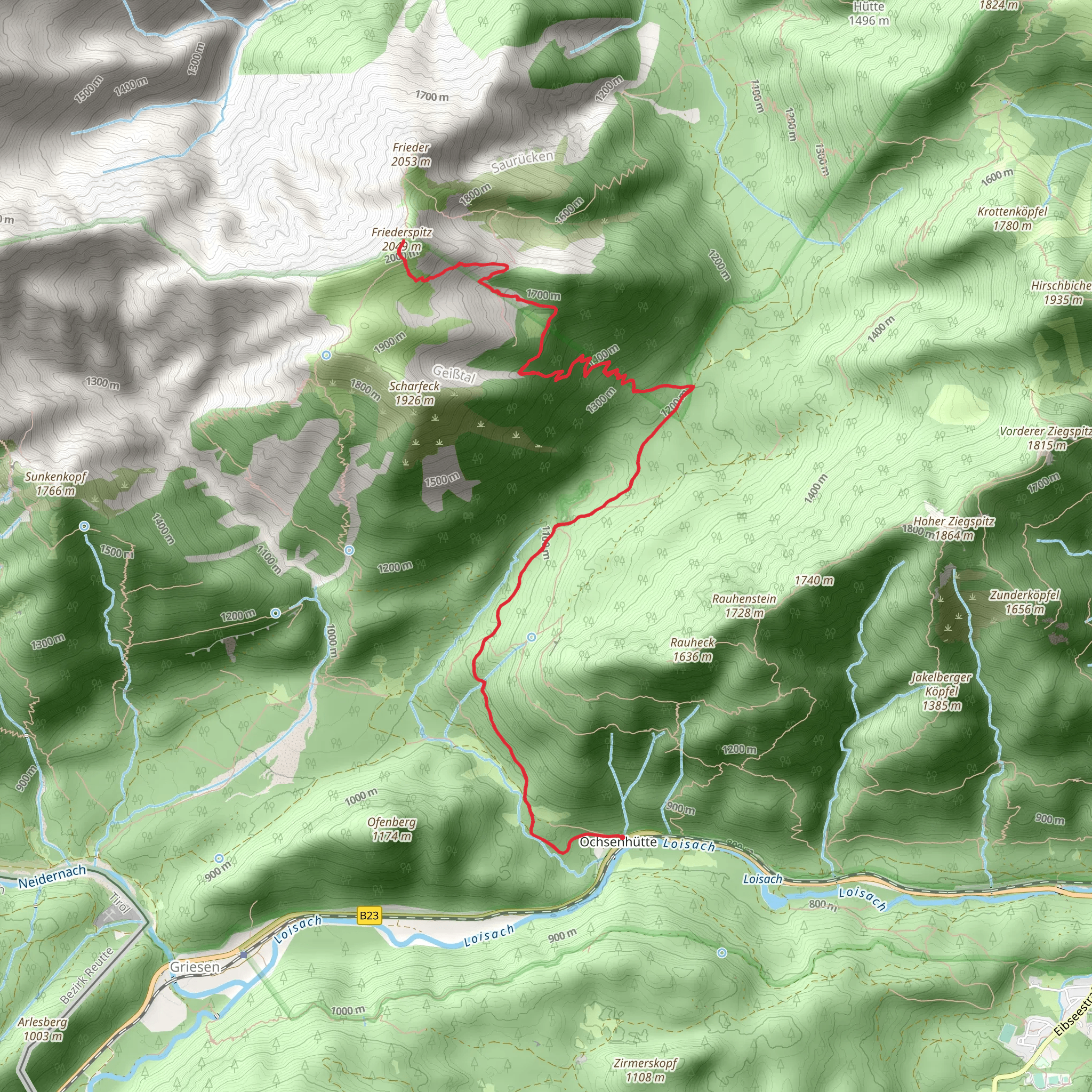 Friederspitz Walk via Ochsenhutte mobile static map