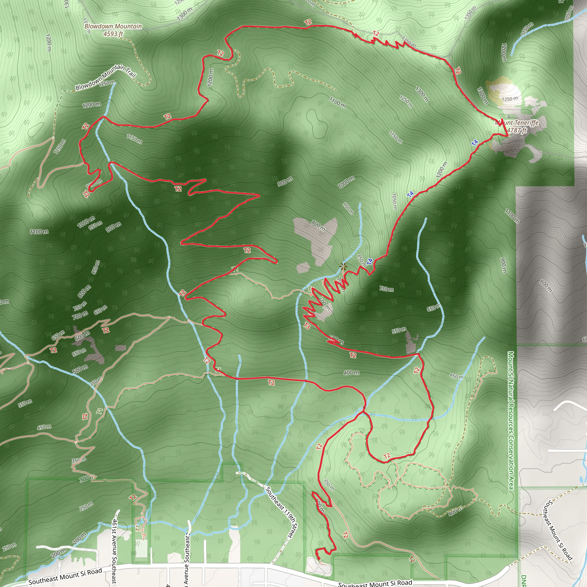Kamikaze Trail and Mount Teneriffe Trail mobile static map