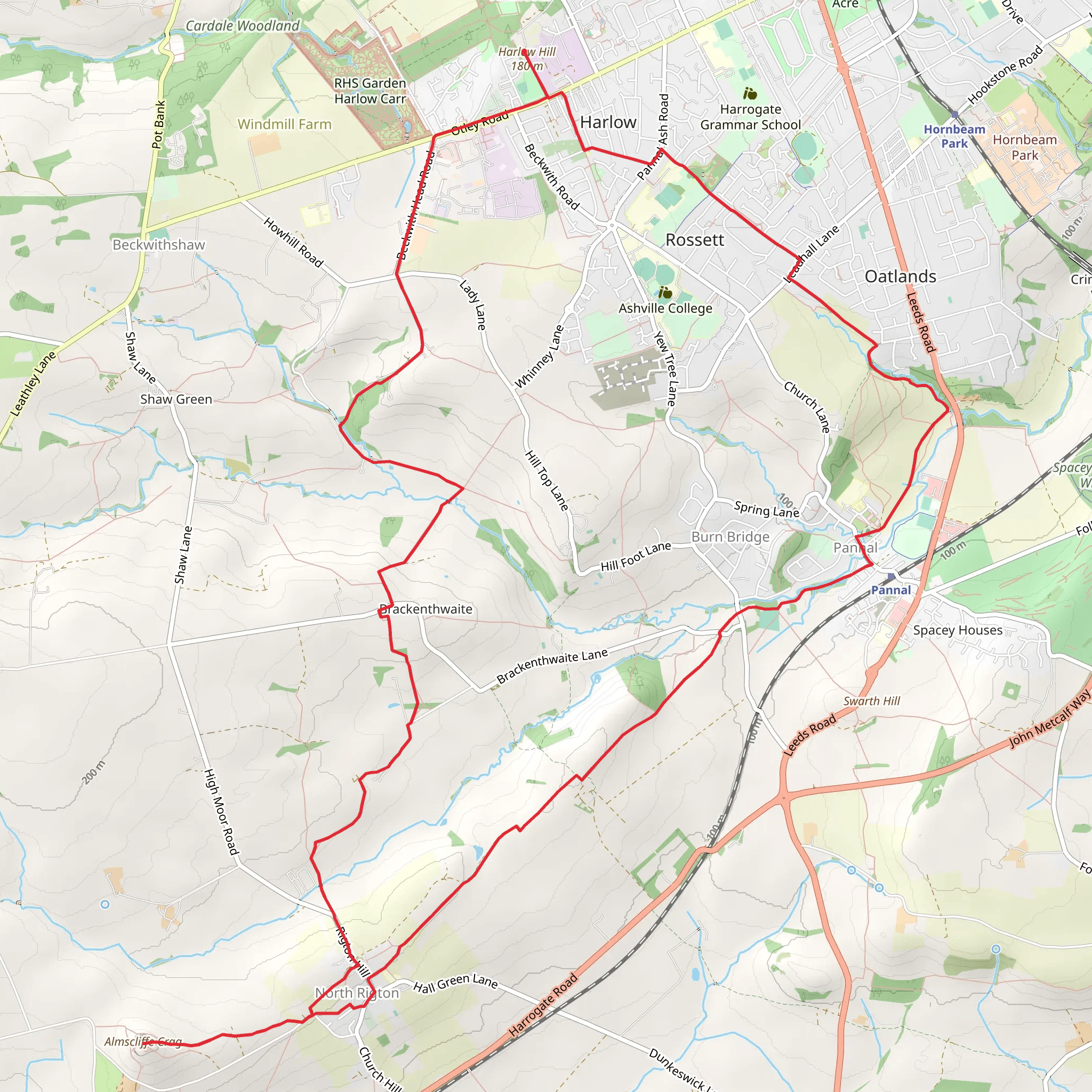 Harrogate - Almscliffe Crag - North Rigton and Pannal mobile static map