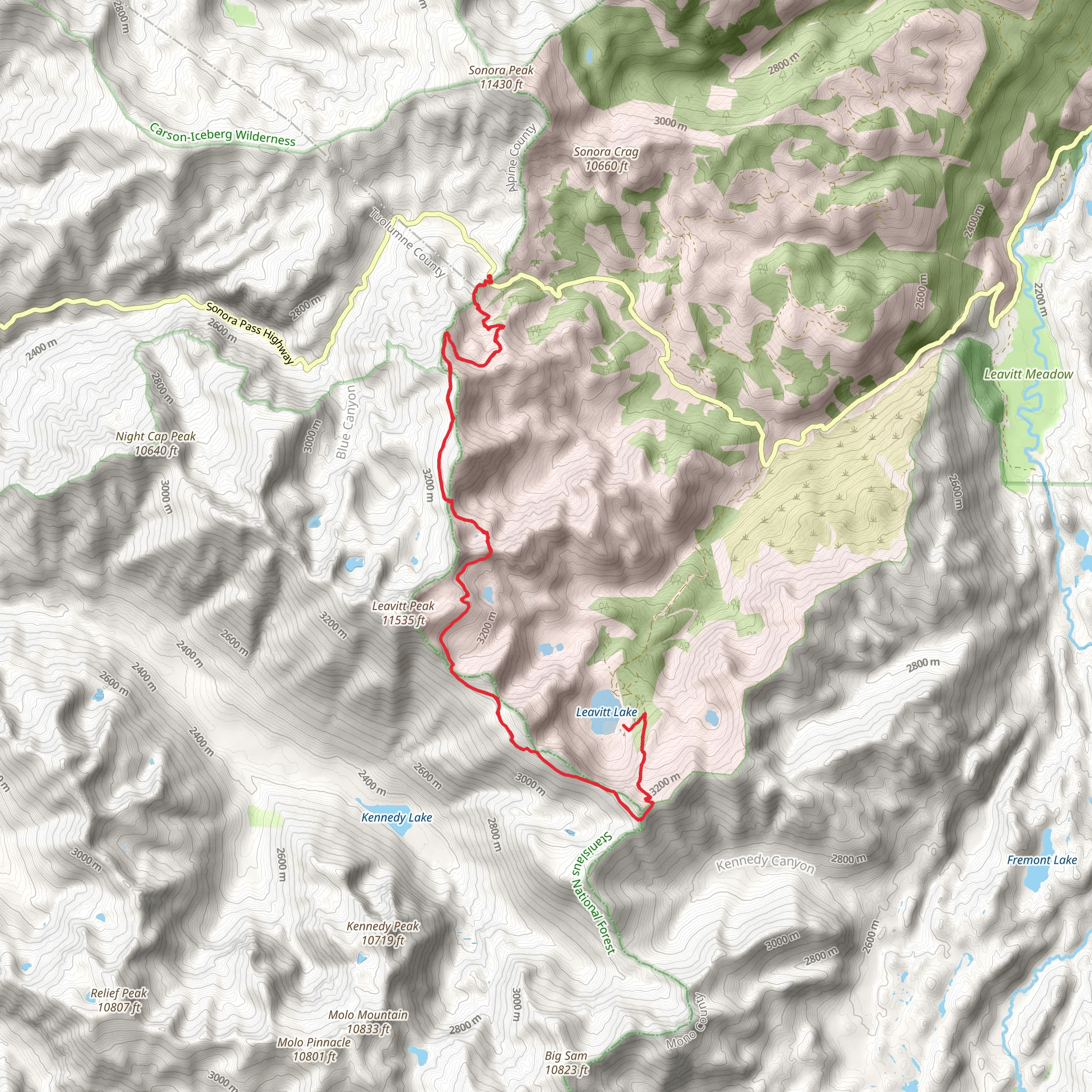 Leavitt Lake via PCT mobile static map