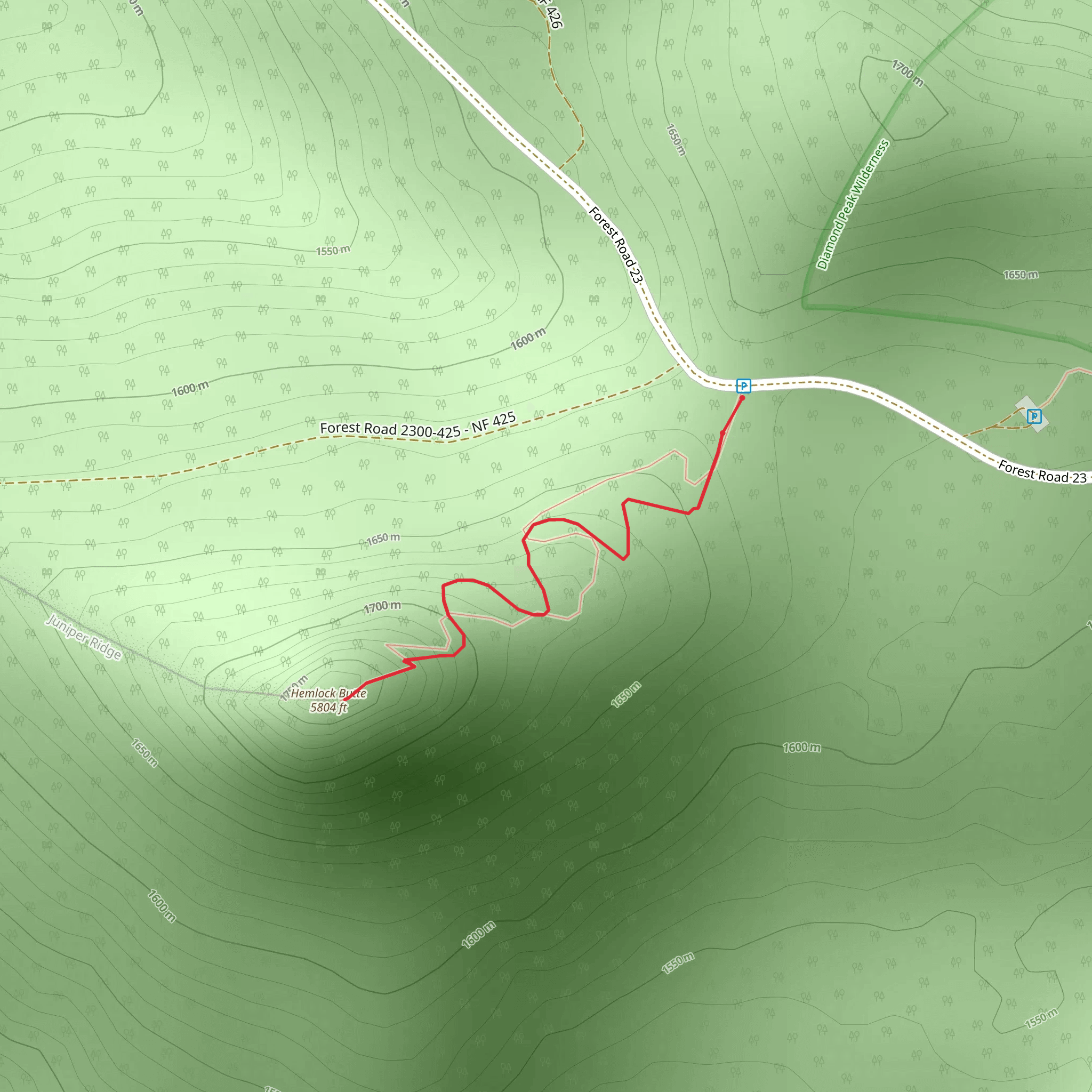 Hemlock Butte Trail mobile static map