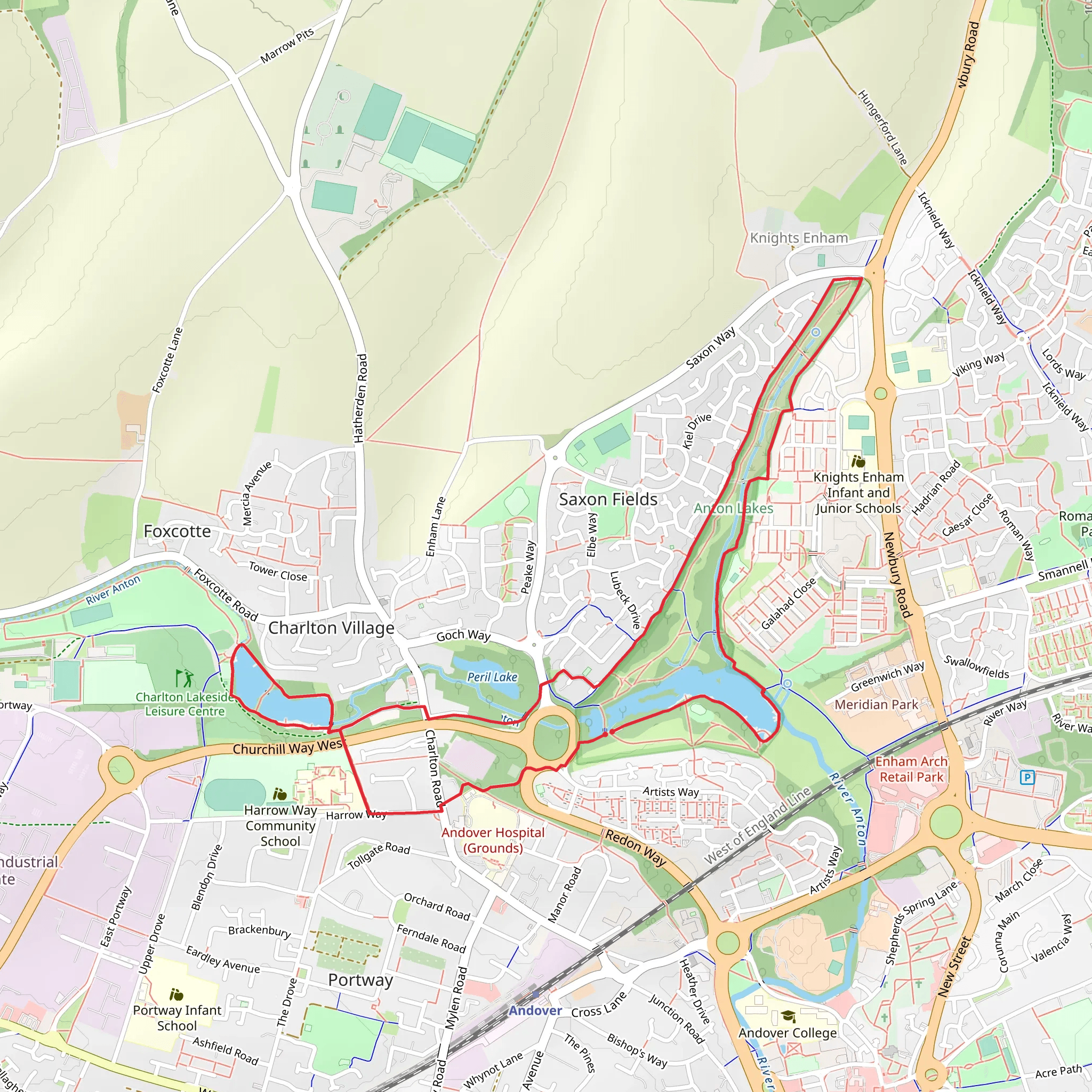 River Anton and Anton Lakes Path mobile static map