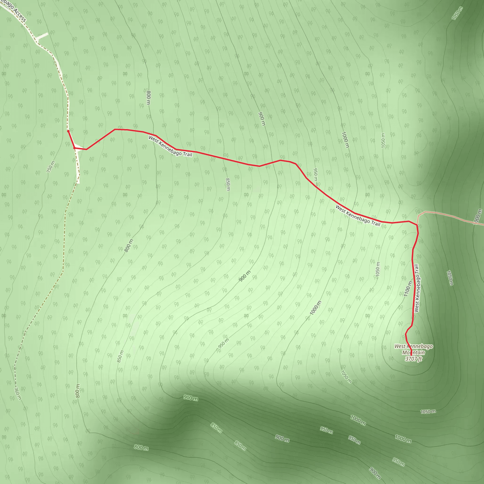 West Kennebago Trail mobile static map