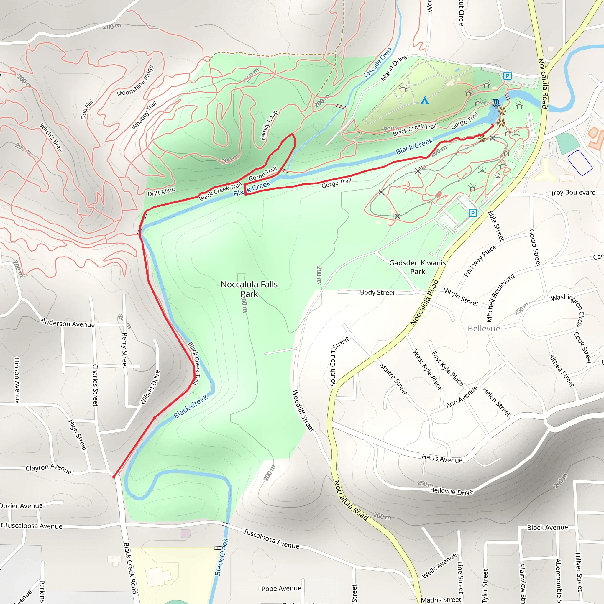 Black Creek and Gorge Trail mobile static map
