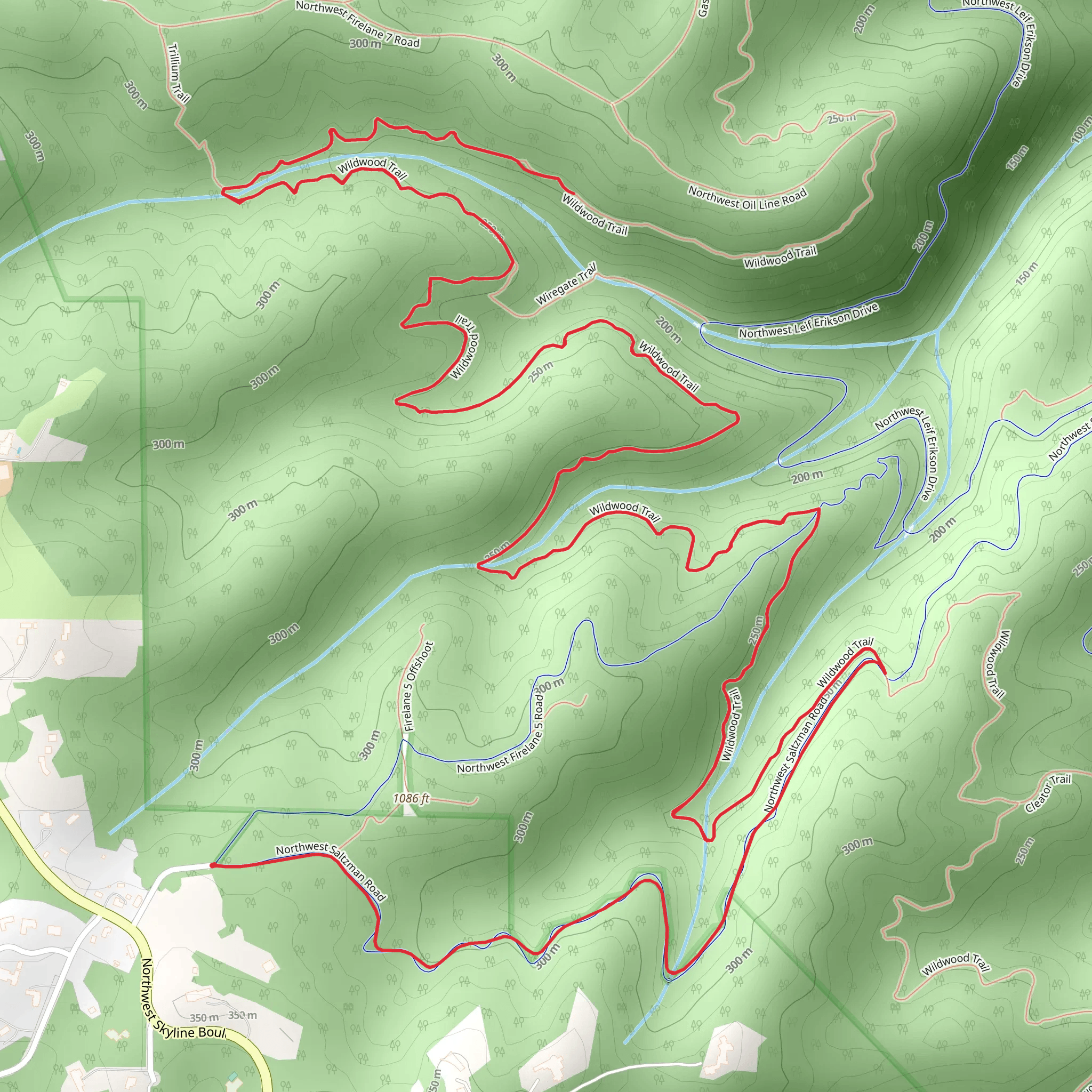 Wildwood Trail via Northwest Saltzman Road mobile static map