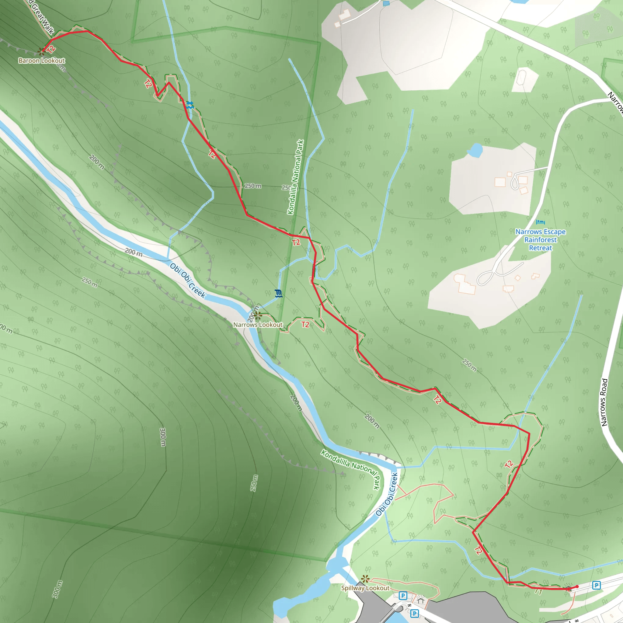 Narrows and Baroon Lookouts Track mobile static map