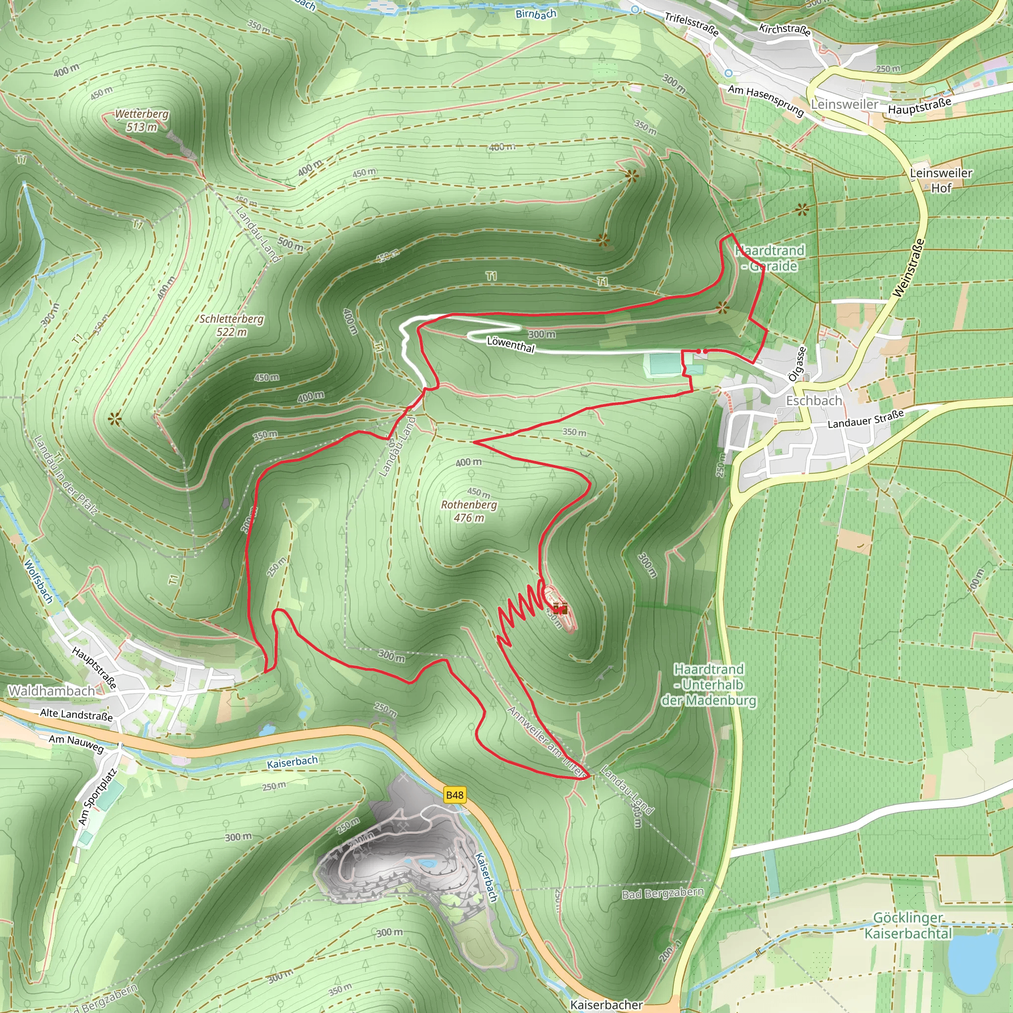 Madenburg and Pfalz-Lamas Loop August Becker Weg mobile static map