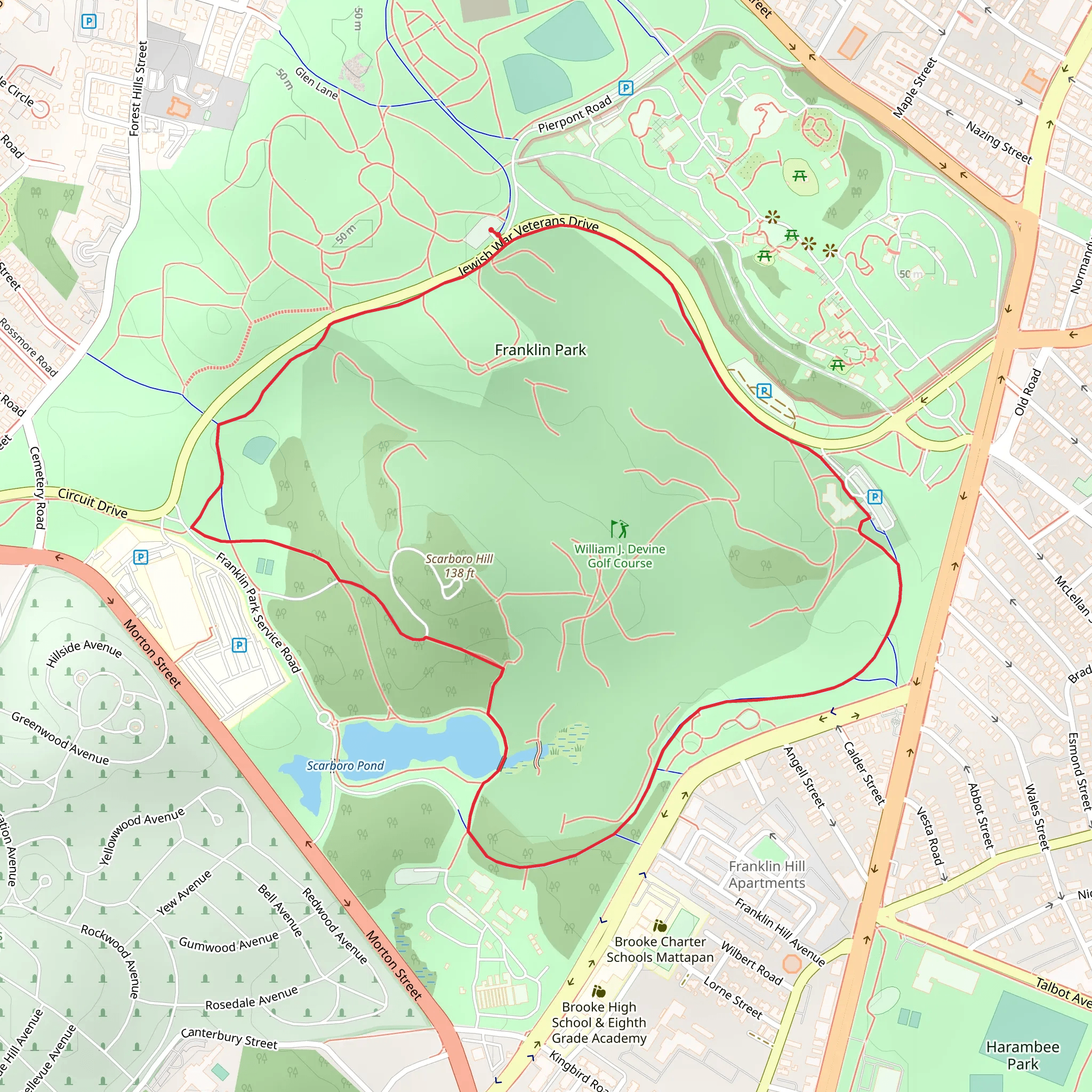 Scarboro Hill and Pond - Franklin Park Loop mobile static map