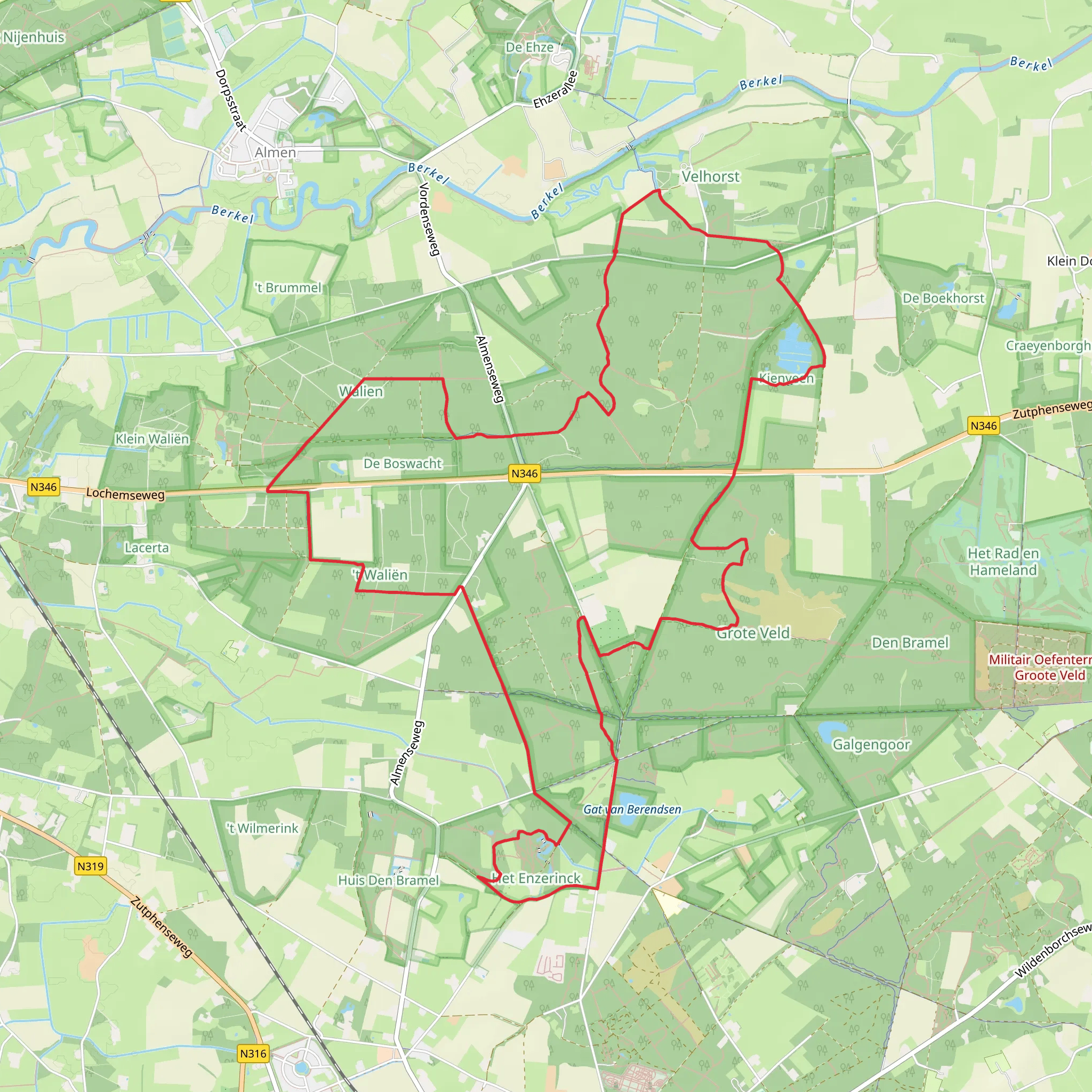 Dochterensche Veld, Galgengoor and Warkensche Veld Loop mobile static map