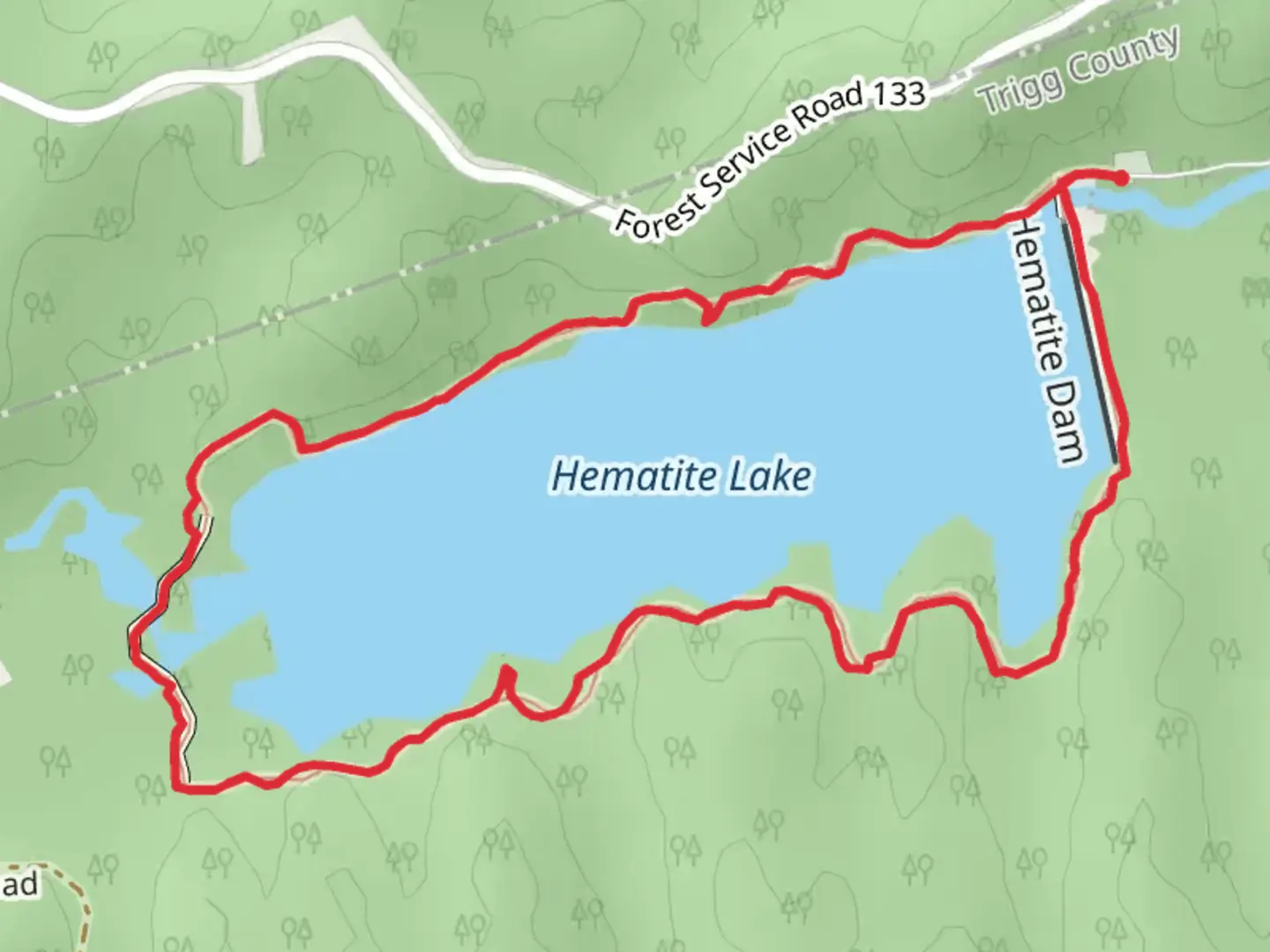 An image depicting the trail Hematite Lake Loop and its surrounding area.