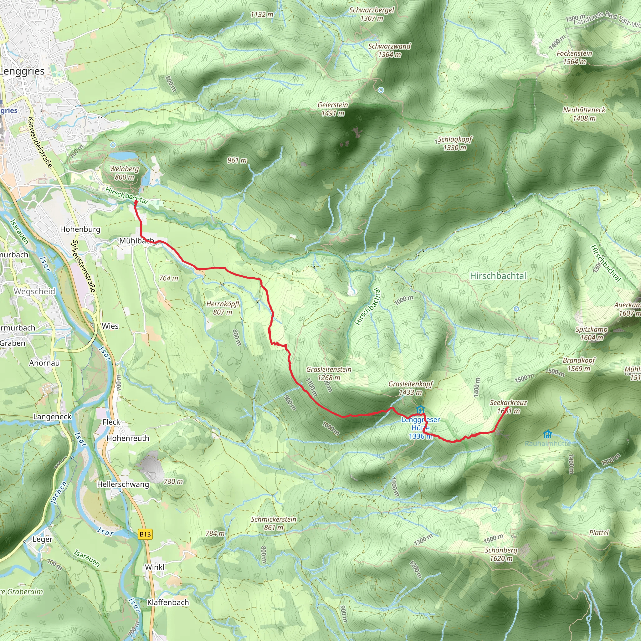 Seekarkreuz Peak Walk via Wanderweg 621 - Bayerische Voralpen mobile static map