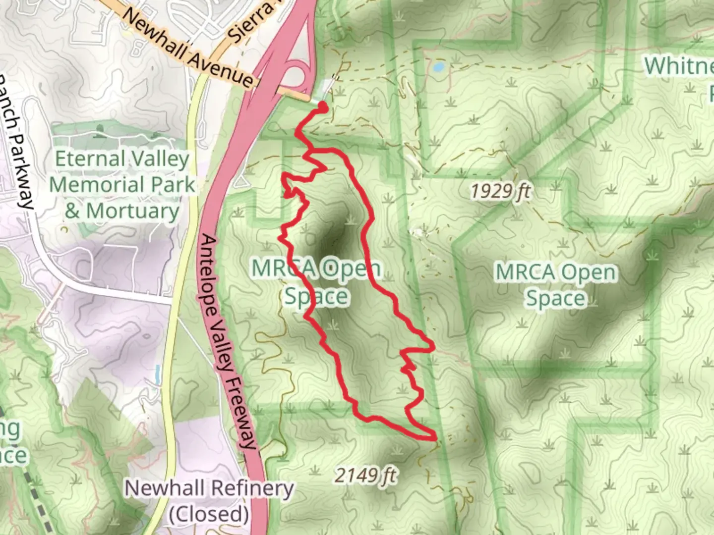 An image depicting the trail Elsmere Canyon Road Loop and its surrounding area.