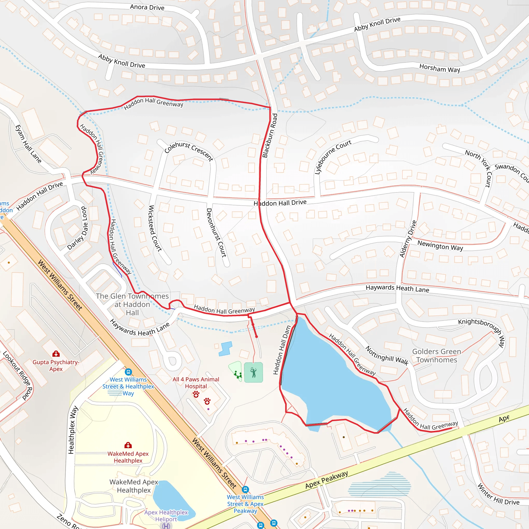 Haddon Hall Greenway Loop mobile static map