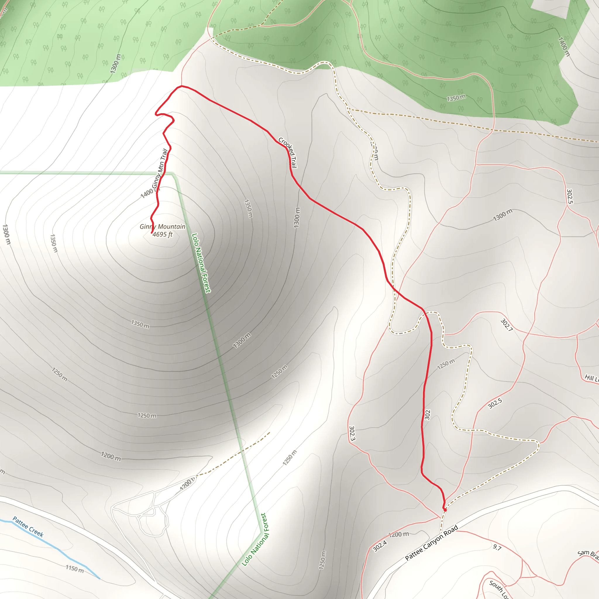 Ginny Mountain from Pattee Canyon Road mobile static map