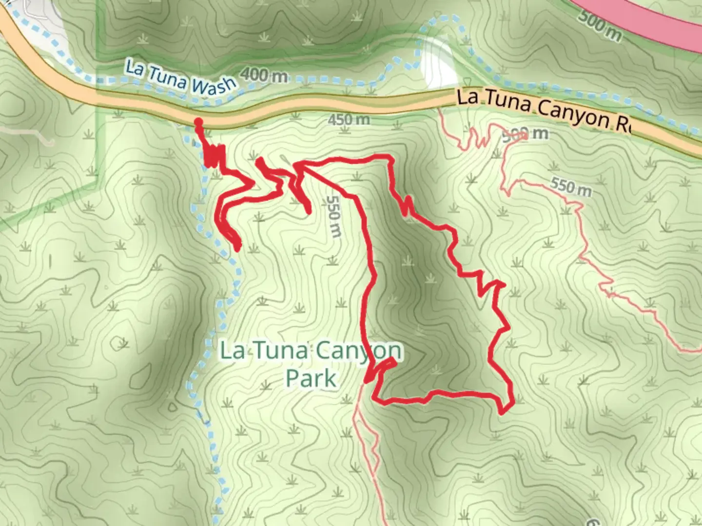 An image depicting the trail La Tuna Canyon Big Loop Trail and its surrounding area.