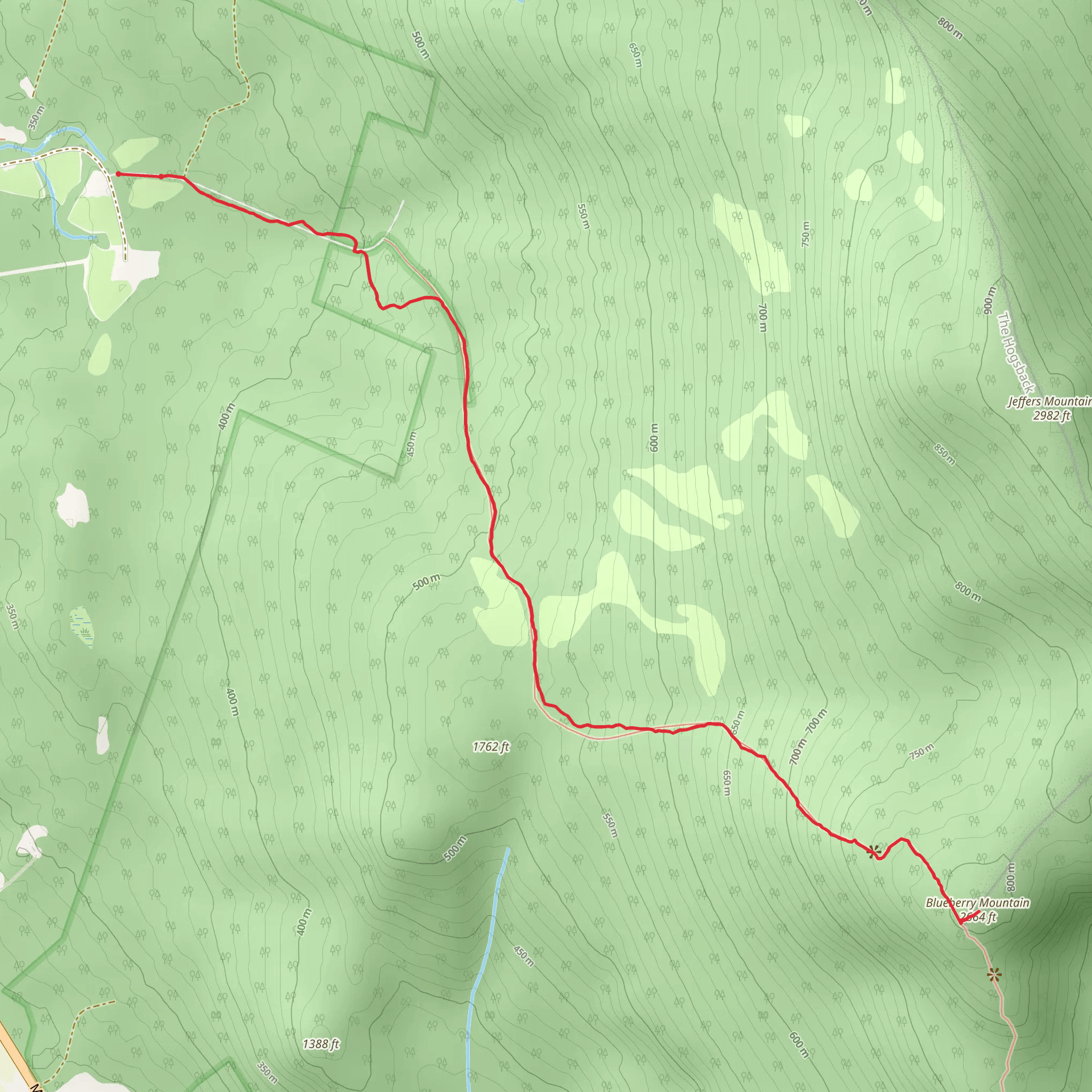 Blueberry Mountain North Trail mobile static map