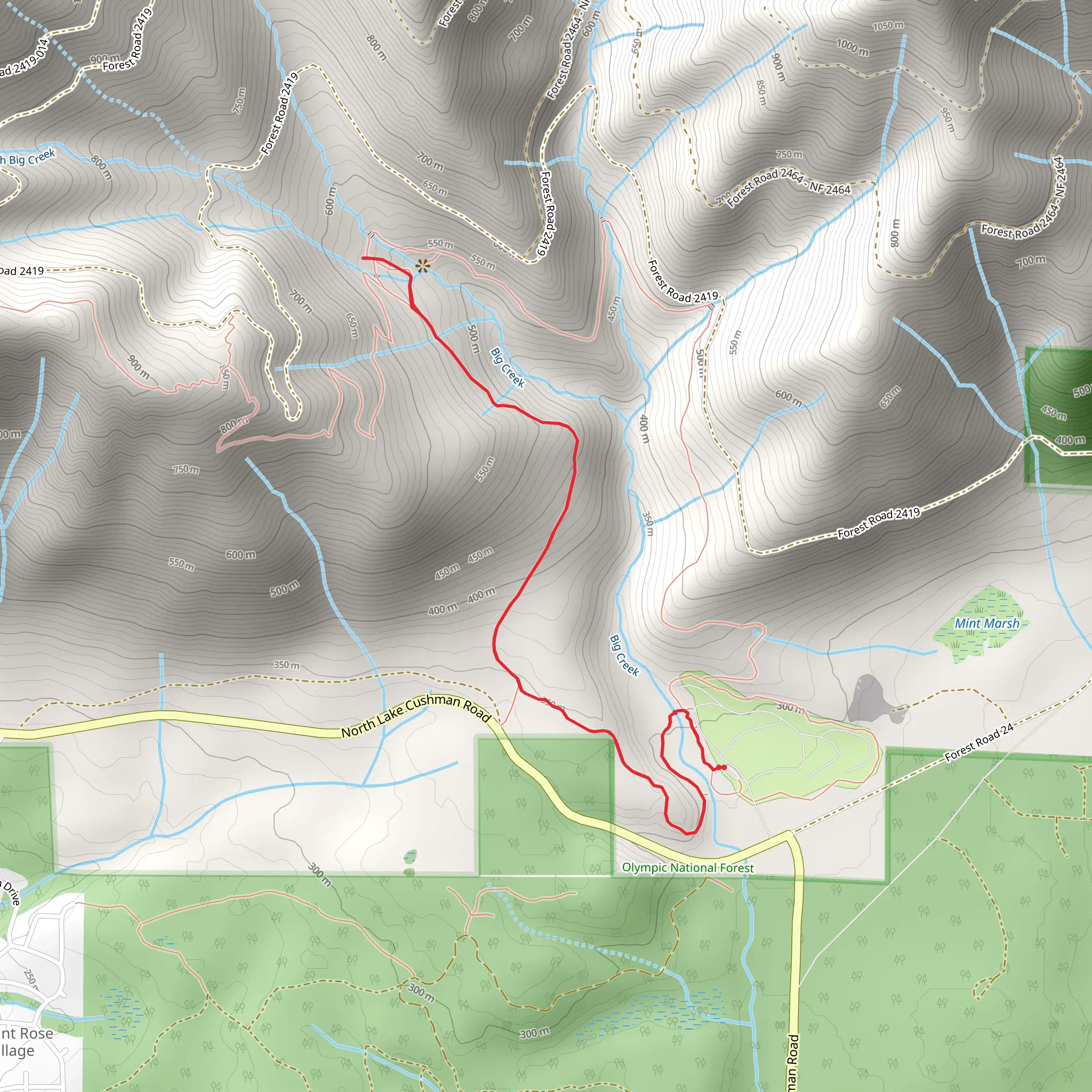 Big Creek Confluence via Upper Big Creek Loop Trail mobile static map