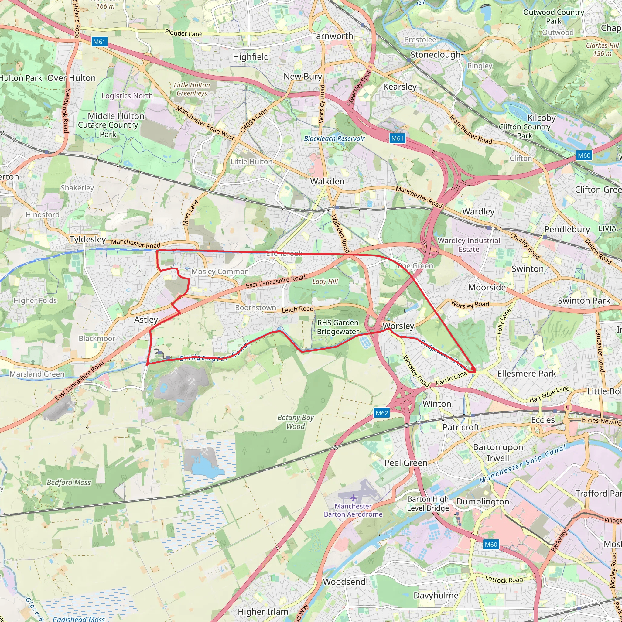 Worsley, Astley and Roe Green Loop mobile static map