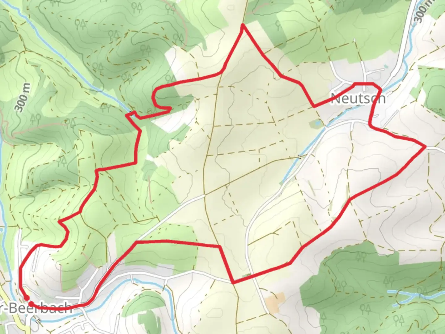 An image depicting the trail Saar Rhein Main Weg Teil and Ortsrundwanderweg Waschenbach 1 Loop and its surrounding area.