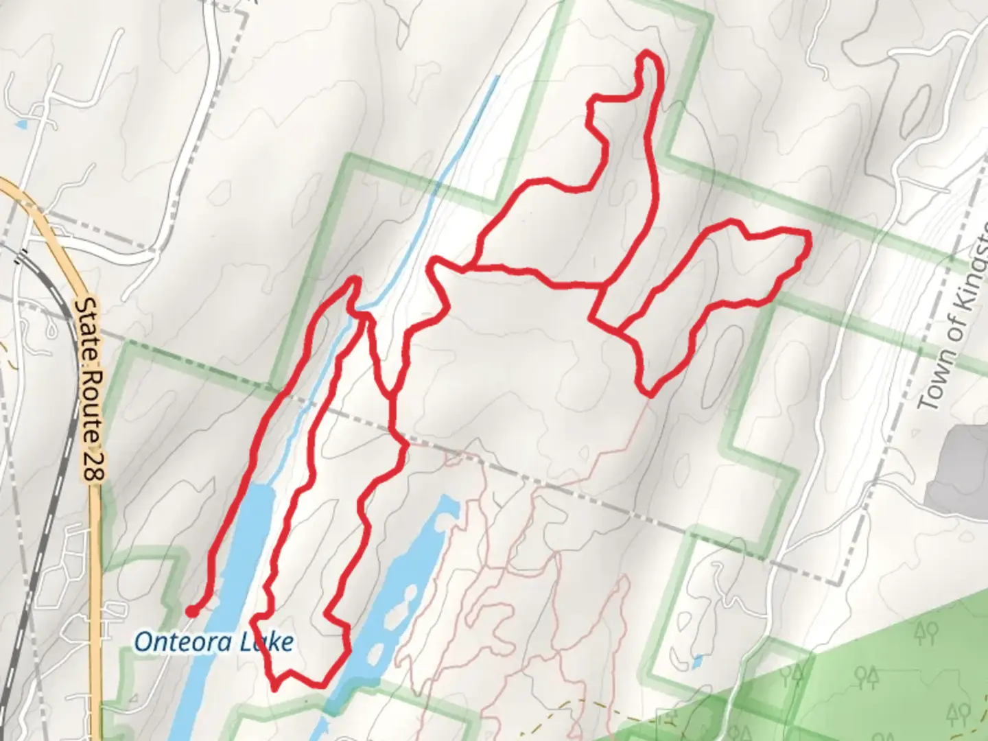 An image depicting the trail Onteora Lake Loop Trail and its surrounding area.