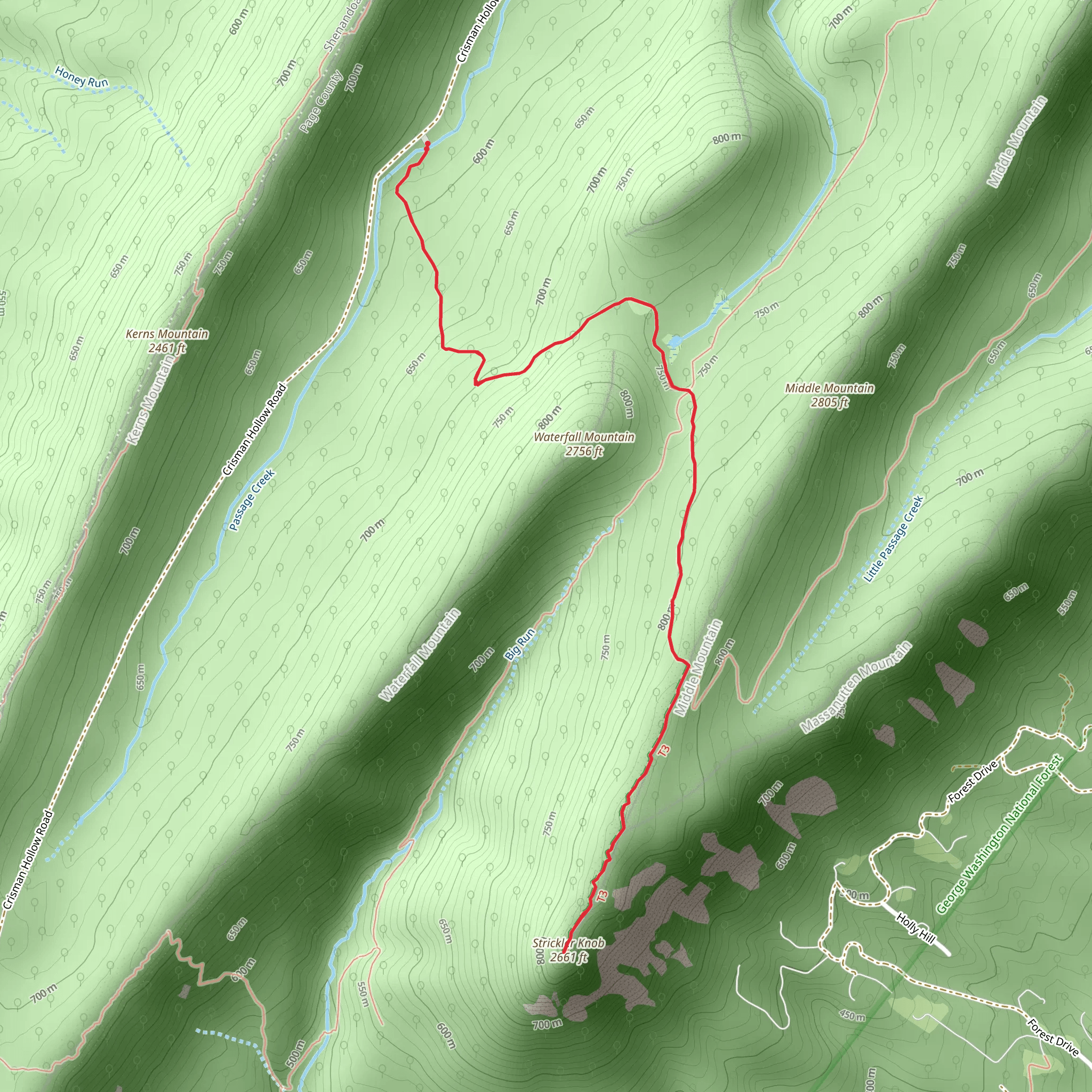 Strickler Knob Trail mobile static map