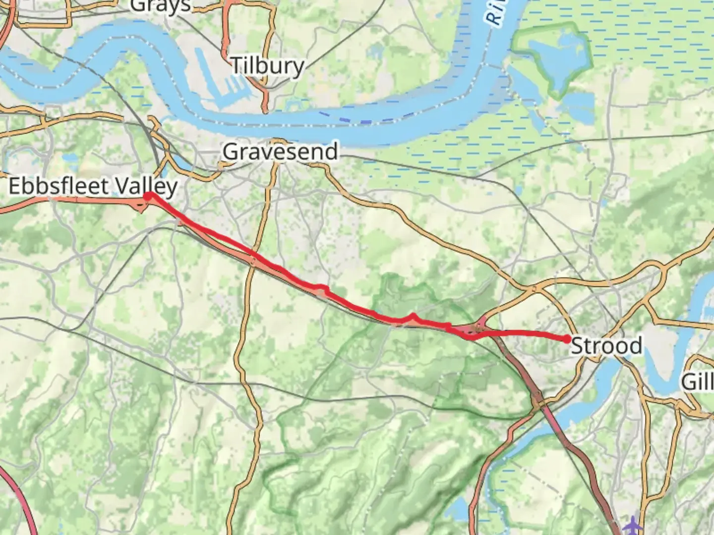 An image depicting the trail Strood to Springhead Walk and its surrounding area.