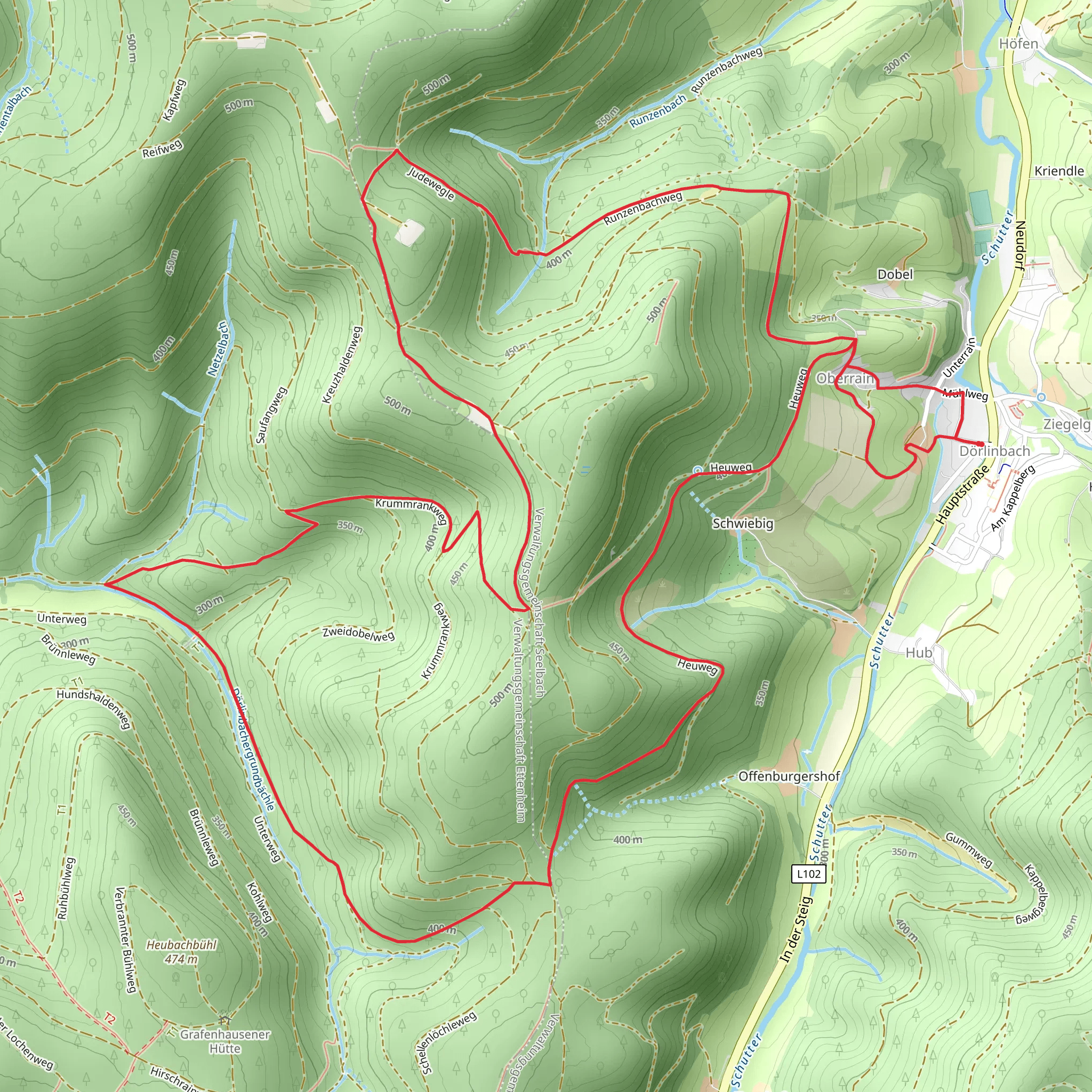 Offenburgershopf, Wolfstein and Runzenbach Loop - Oberrain mobile static map