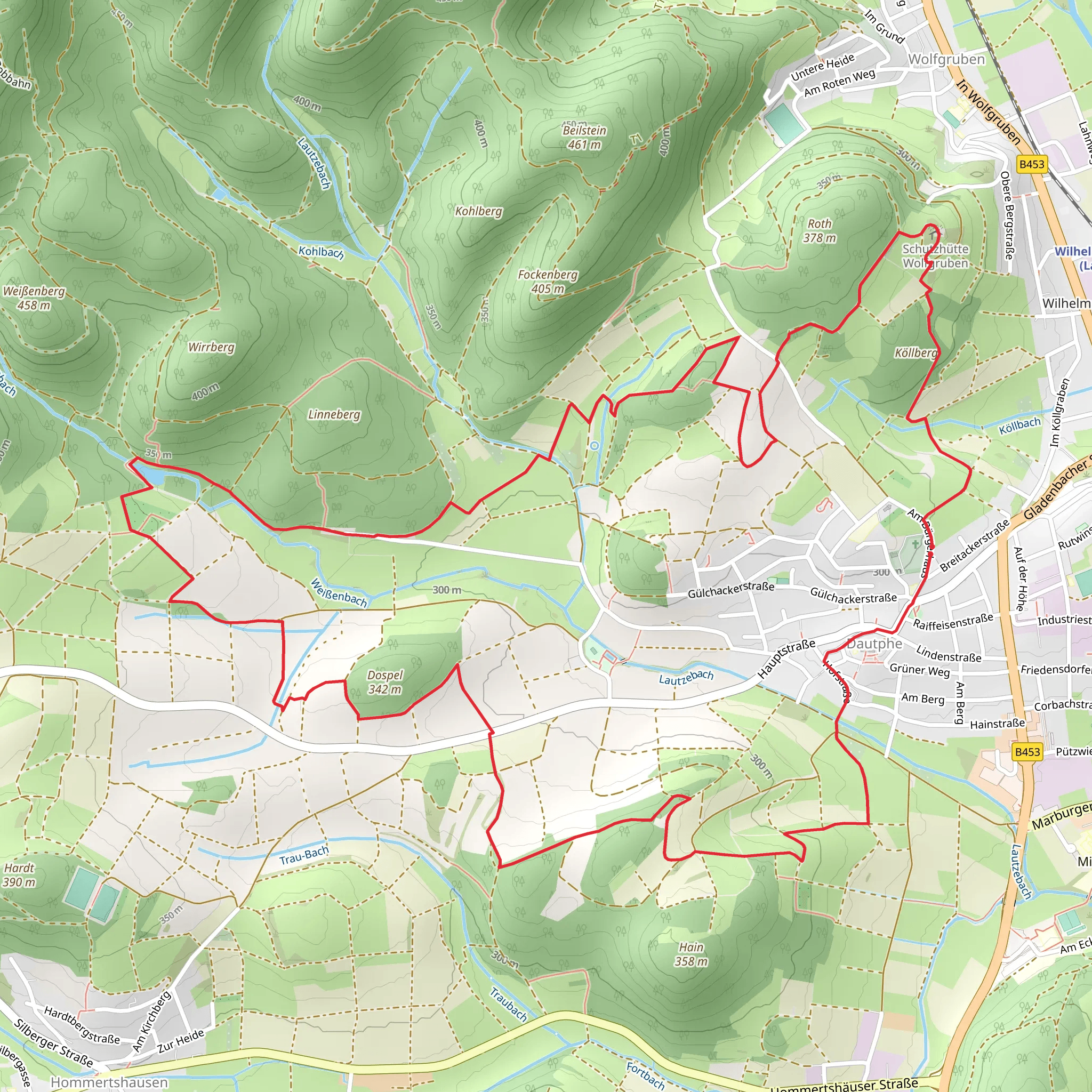 Extratour Streuobstroute and Lahnhoehen Loop mobile static map