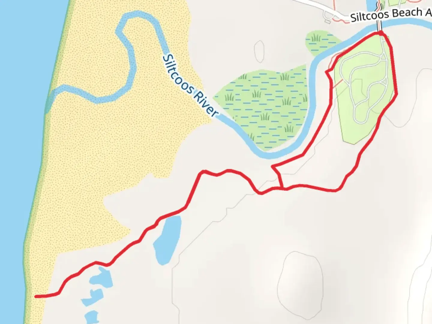 An image depicting the trail Waxmyrtle Campground Loop and its surrounding area.