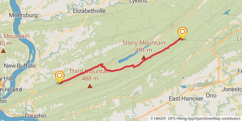 Appalachian Trail Section Hike - Port Clinton To Duncannon stage 5 Map