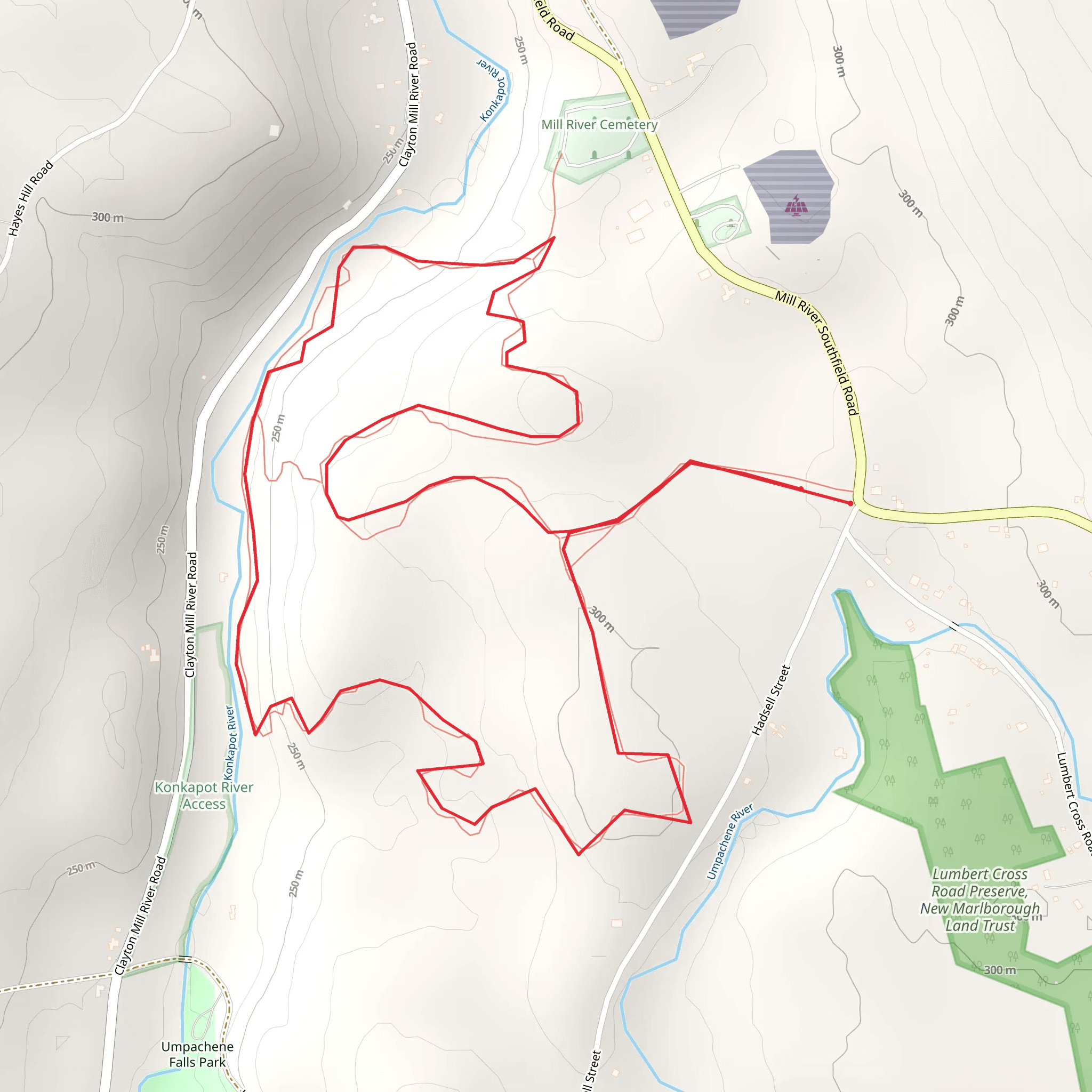 Konkapot River - Mill River Southfield Road Loop mobile static map