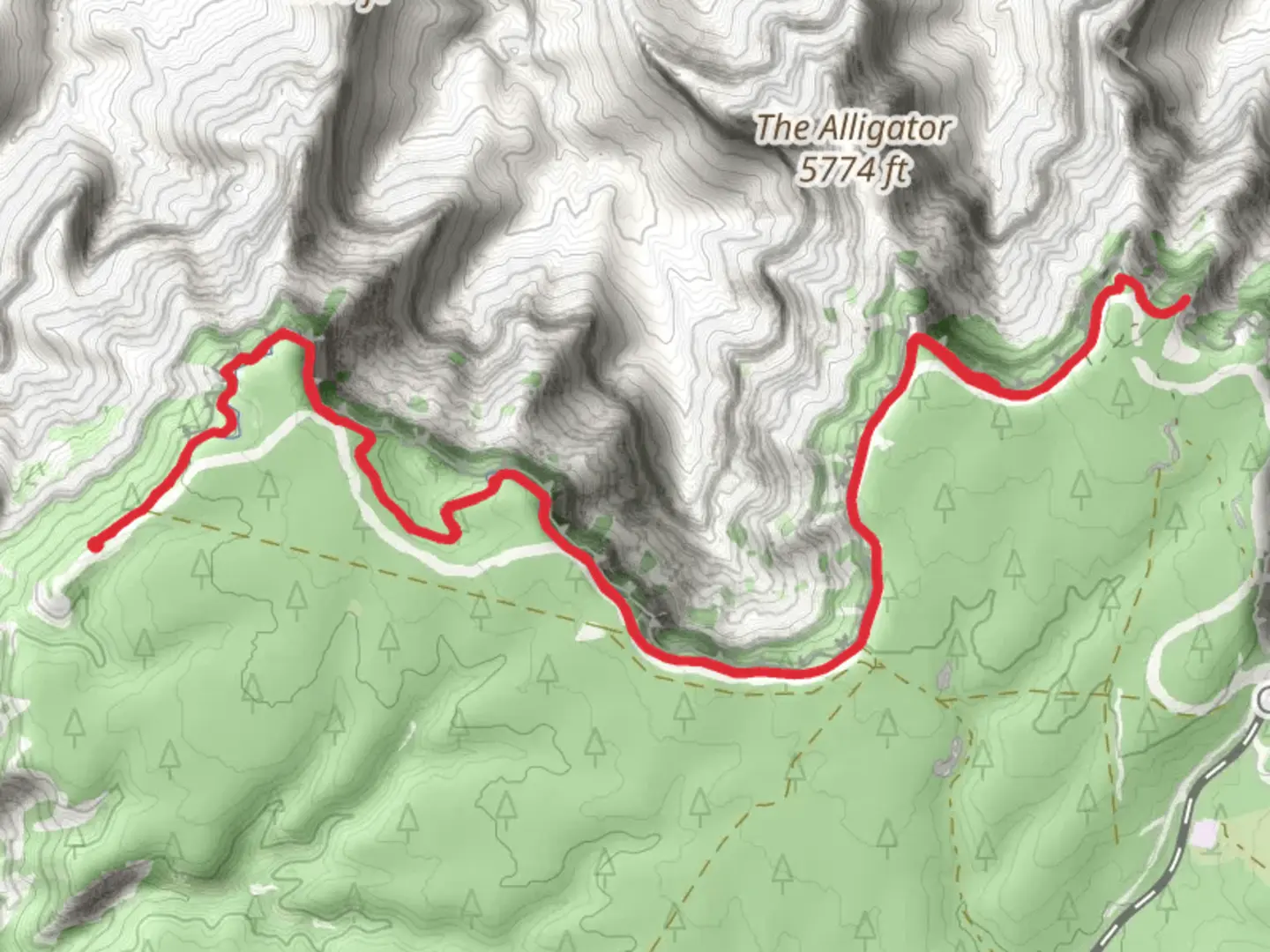 An image depicting the trail Powell Point via West Rim Trail and its surrounding area.