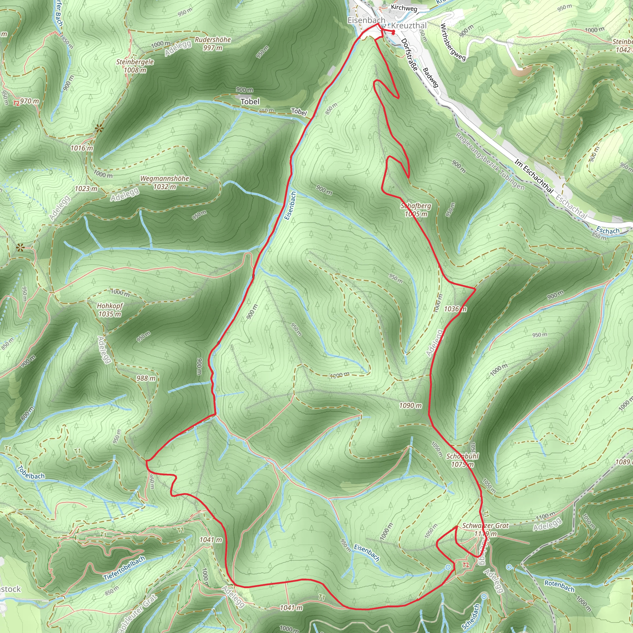 Adelegg Wandergebiet and Glasmacher Weg Loop mobile static map