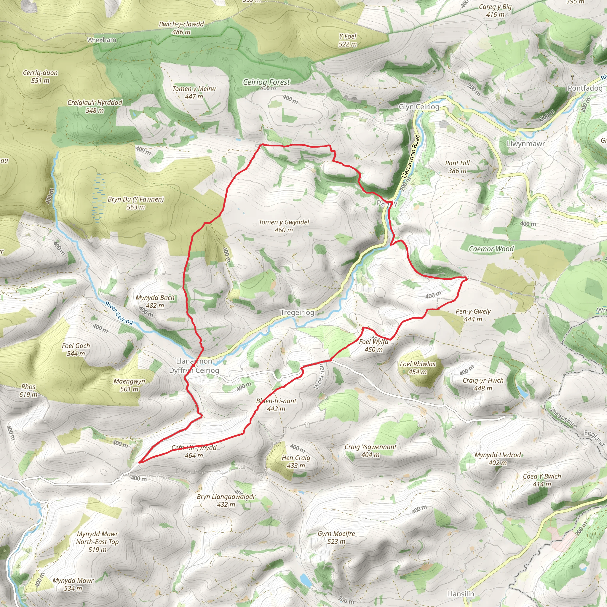 Upper Ceiriog Trail mobile static map