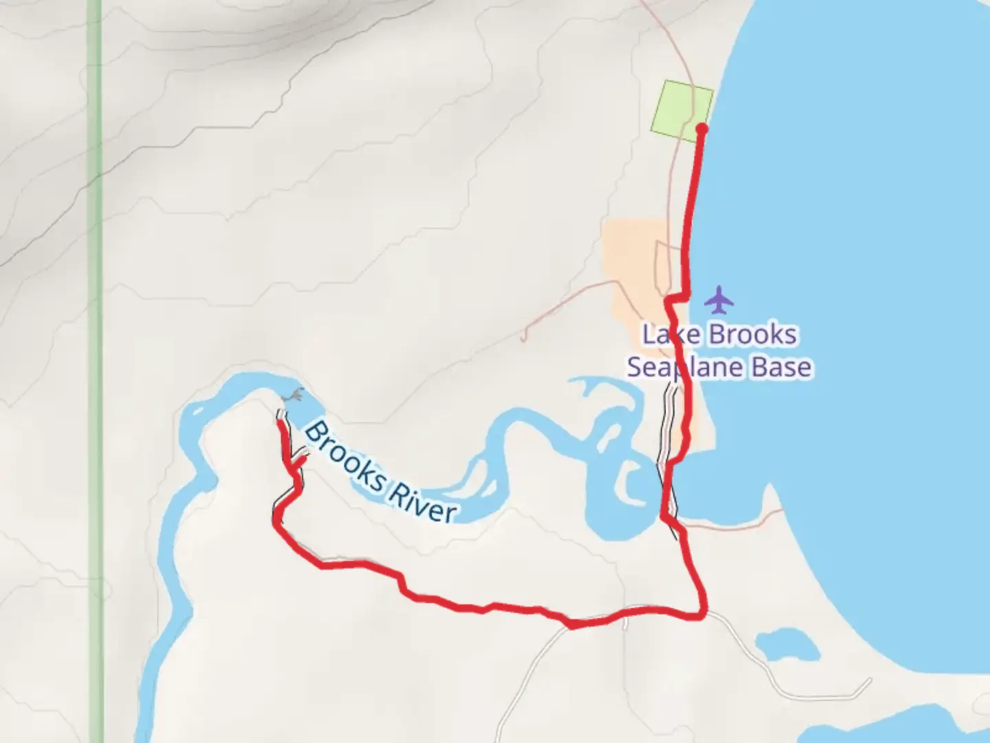 An image depicting the trail Brooks River Out and Back and its surrounding area.