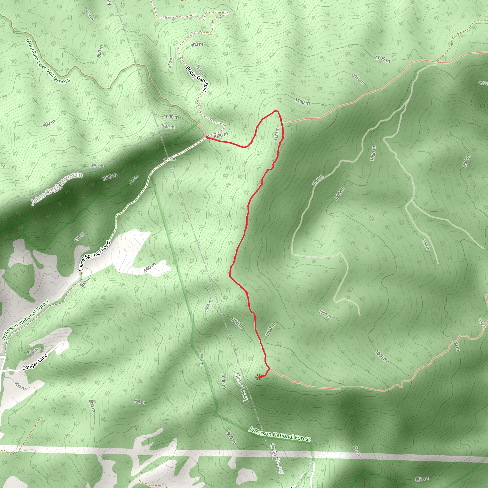 Kelly Knob via Appalachian Trail mobile static map