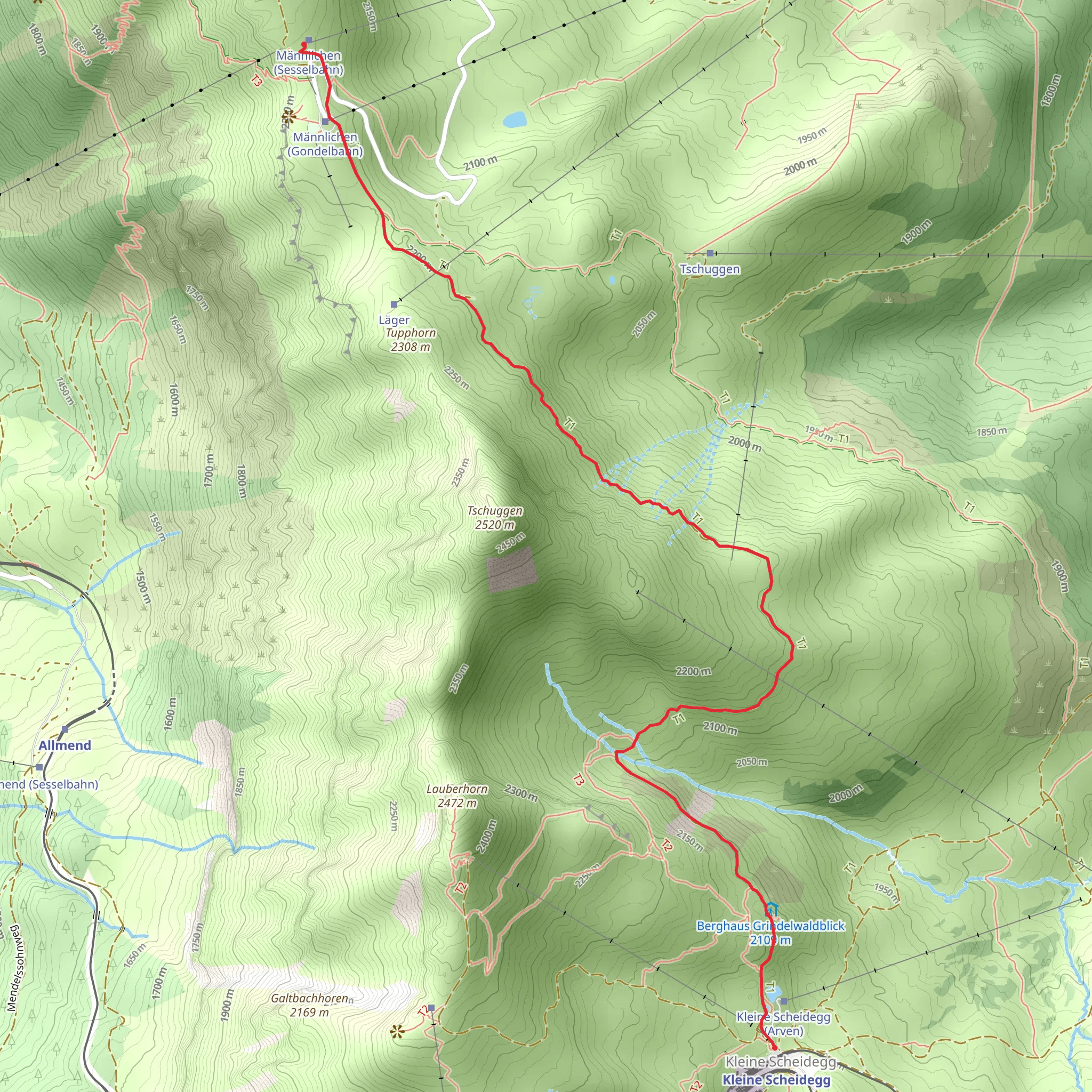 Männlichen - Kleine Scheidegg No 33 mobile static map