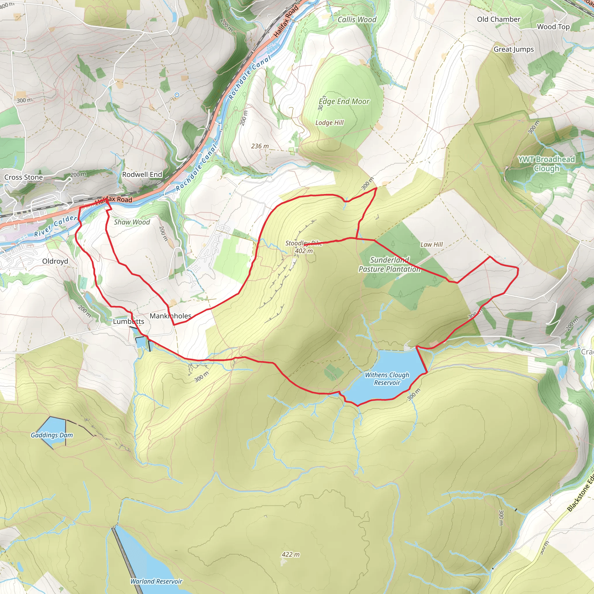 Lobb Mill - Stoodley Pike and Withens Clough Reservoir mobile static map