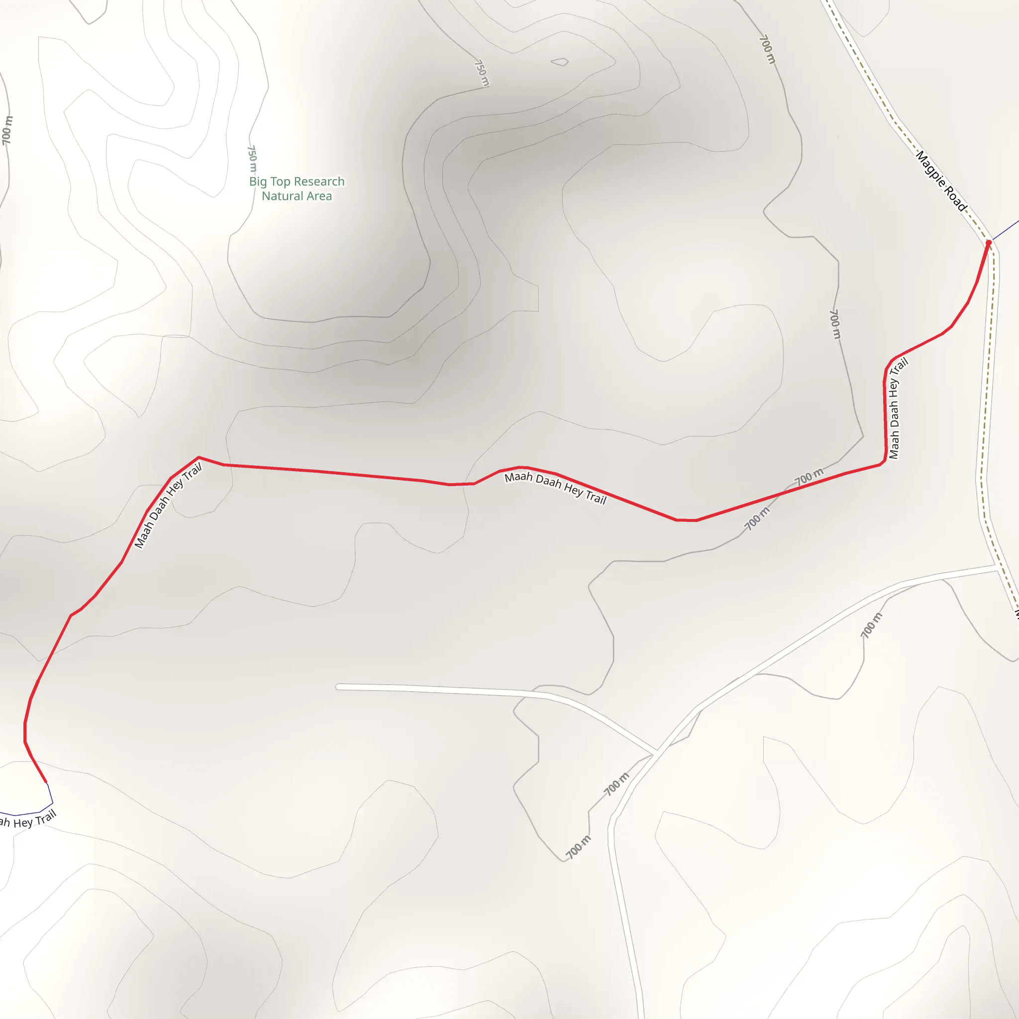 Maah Daah Hey Trail - West from Magpie Road mobile static map