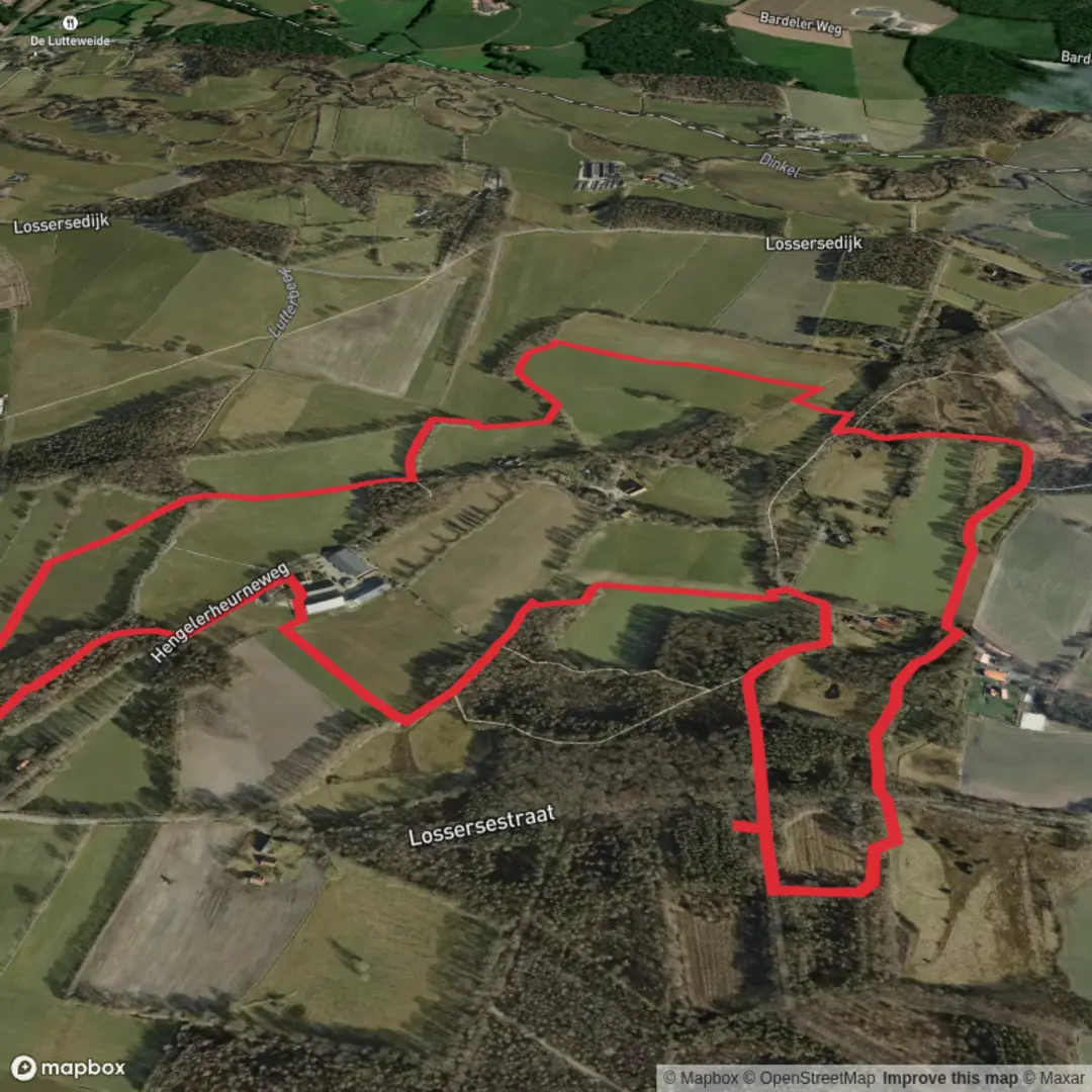 An image depicting the trail Duivelshof Groene and Dinkelpad Loop and its surrounding area.
