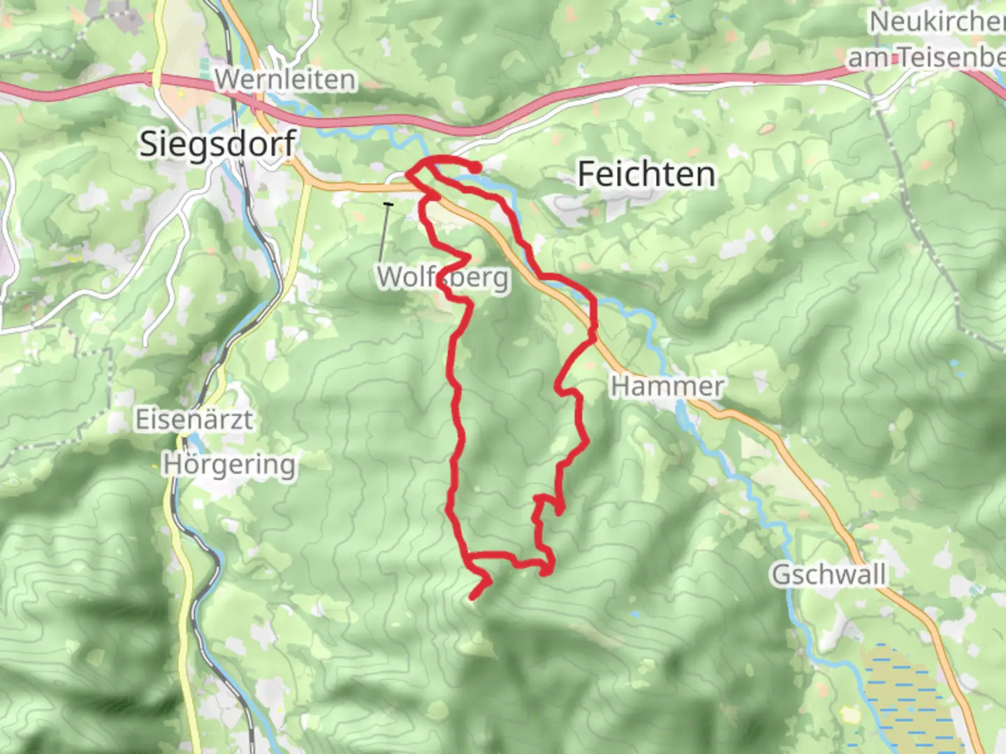 An image depicting the trail Sankt Johann and Zinnkopf Loop and its surrounding area.