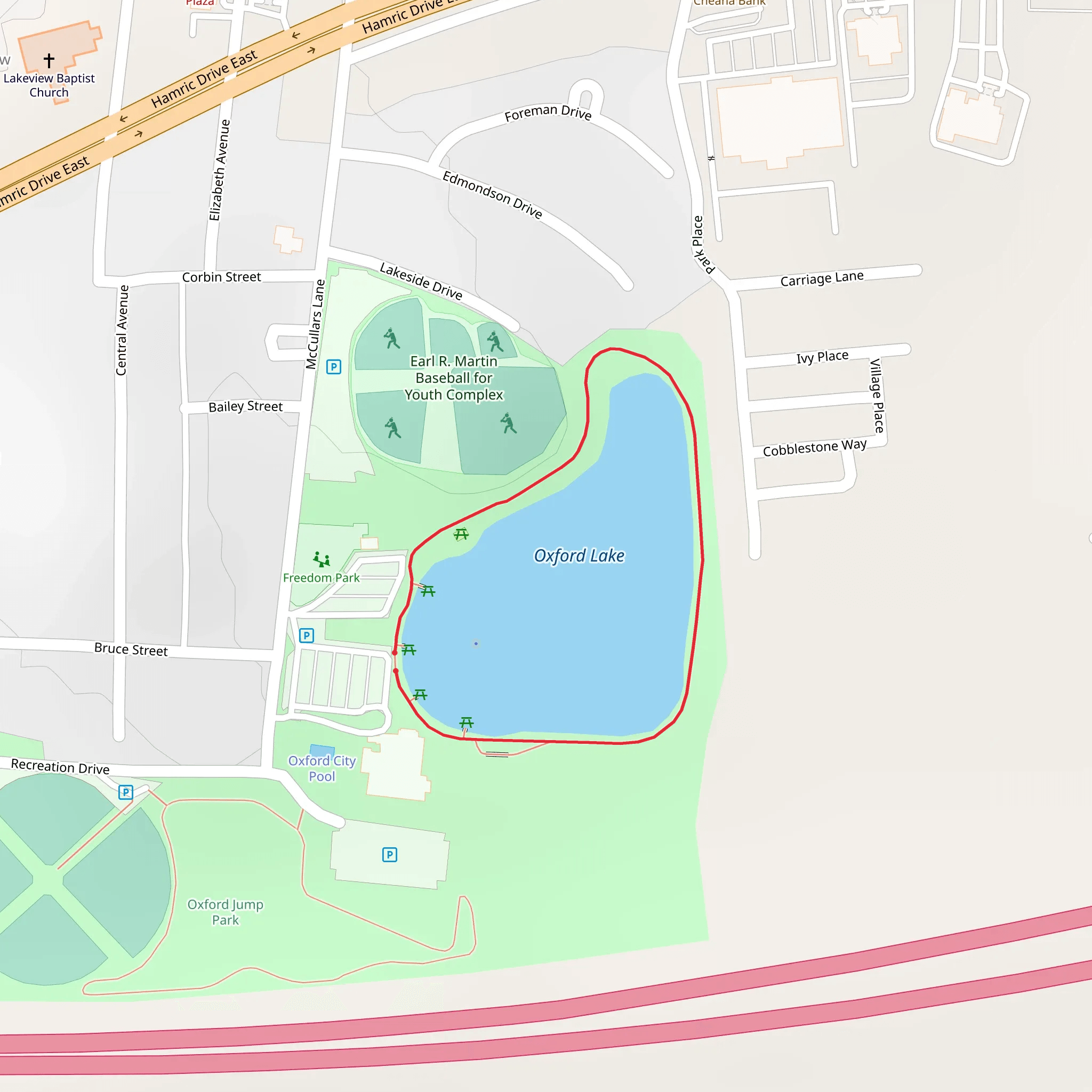 Oxford Lake Loop mobile static map