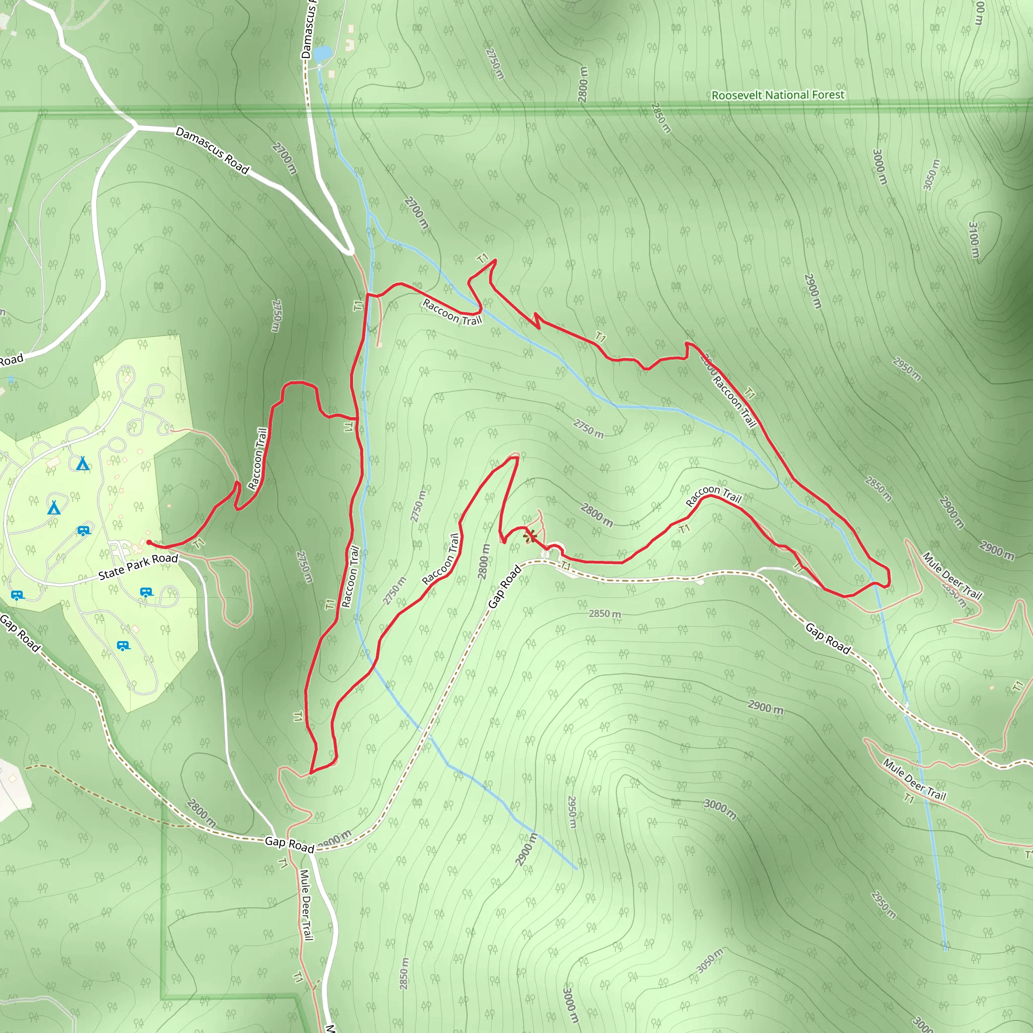 Raccoon Loop Trail mobile static map