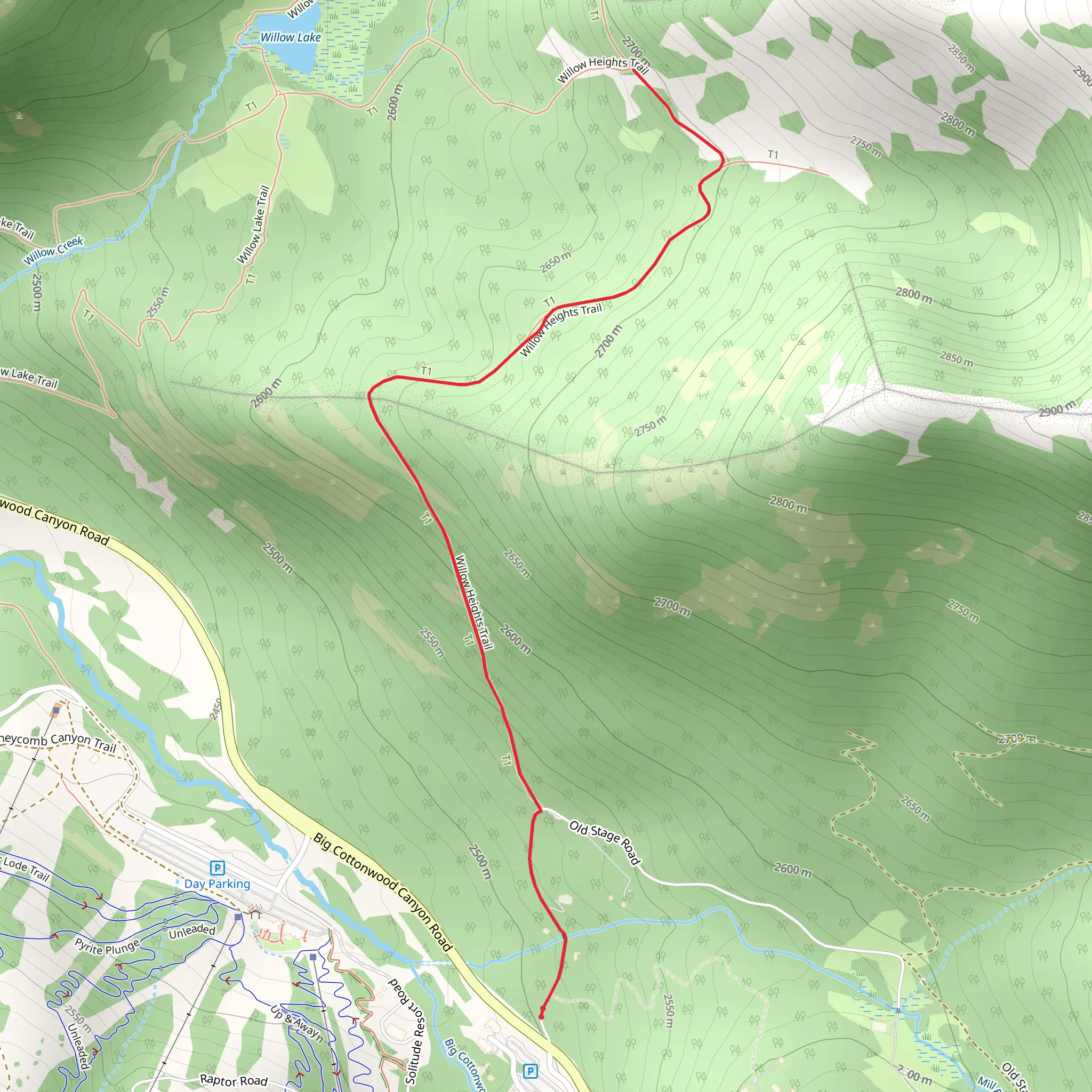 Willow Heights Trail mobile static map
