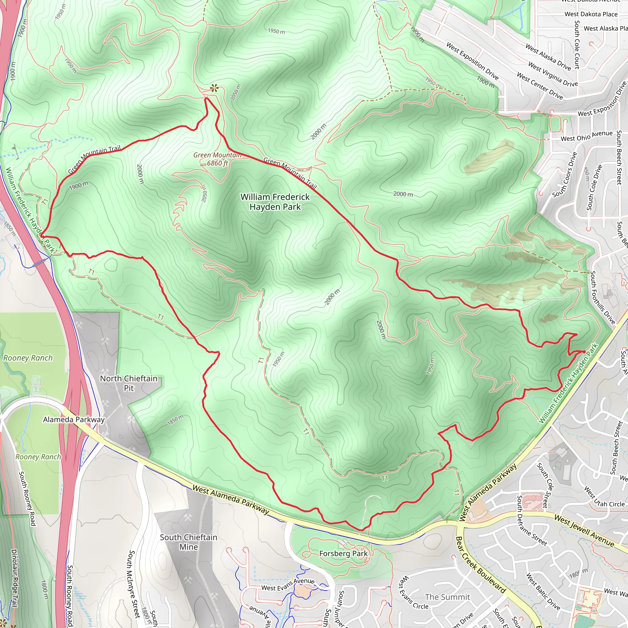 Green Mountain Loop Trail mobile static map