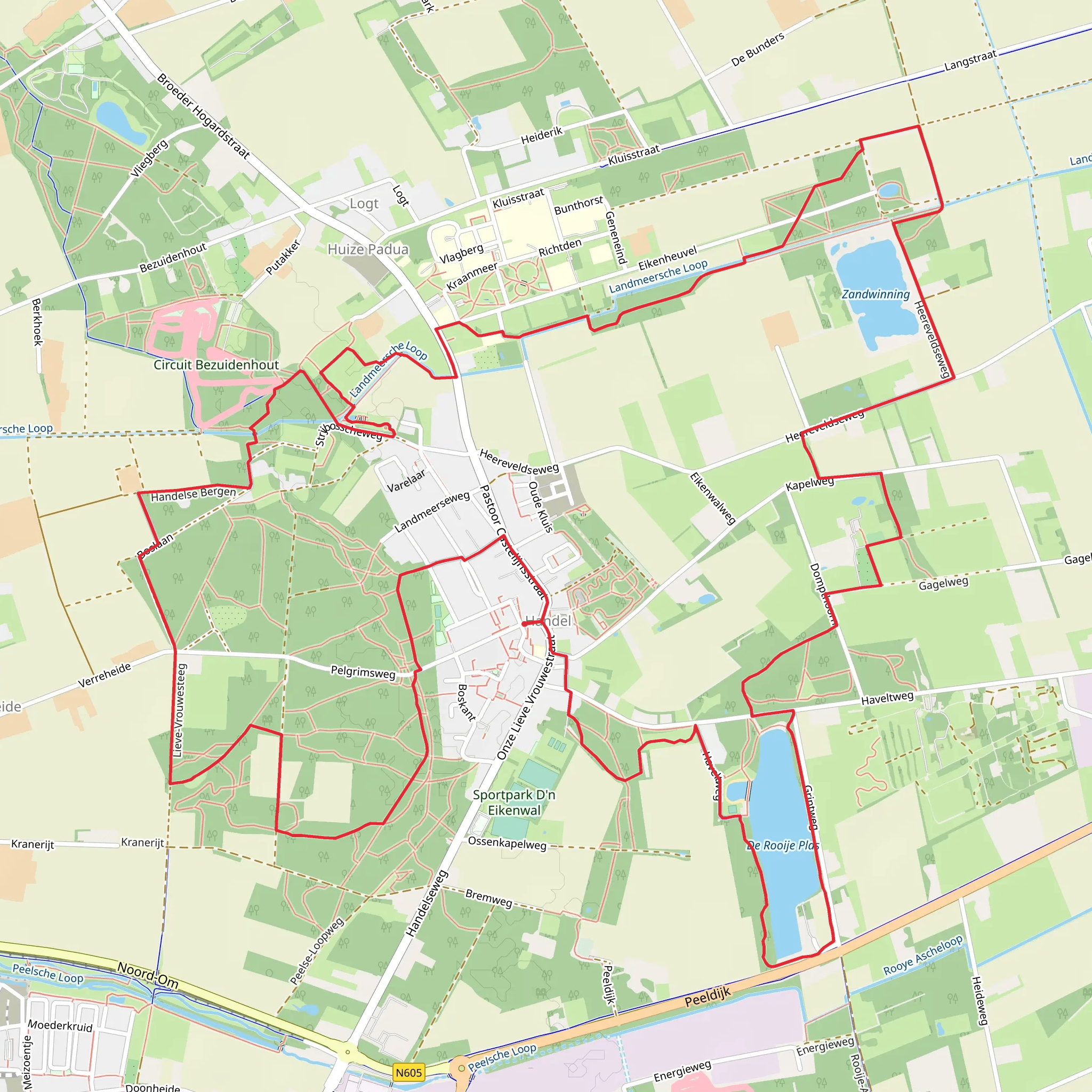 Zandwinning and De Rooije Plas Loop via Ons Kloosterpad and Havelt Weg mobile static map
