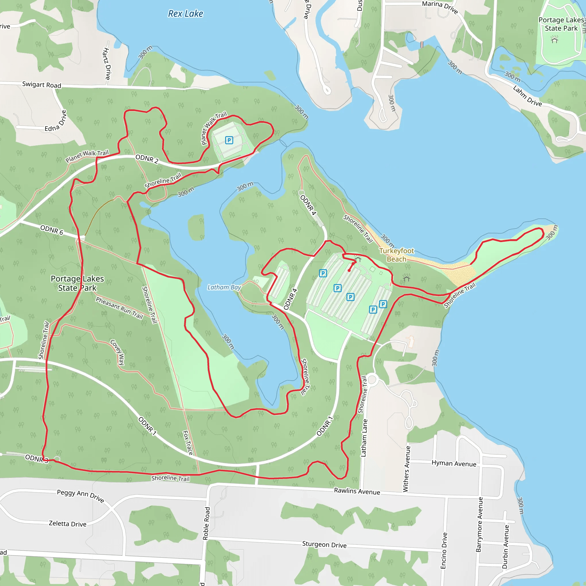 Latham Bay and Portage Lakes State Park Loop mobile static map