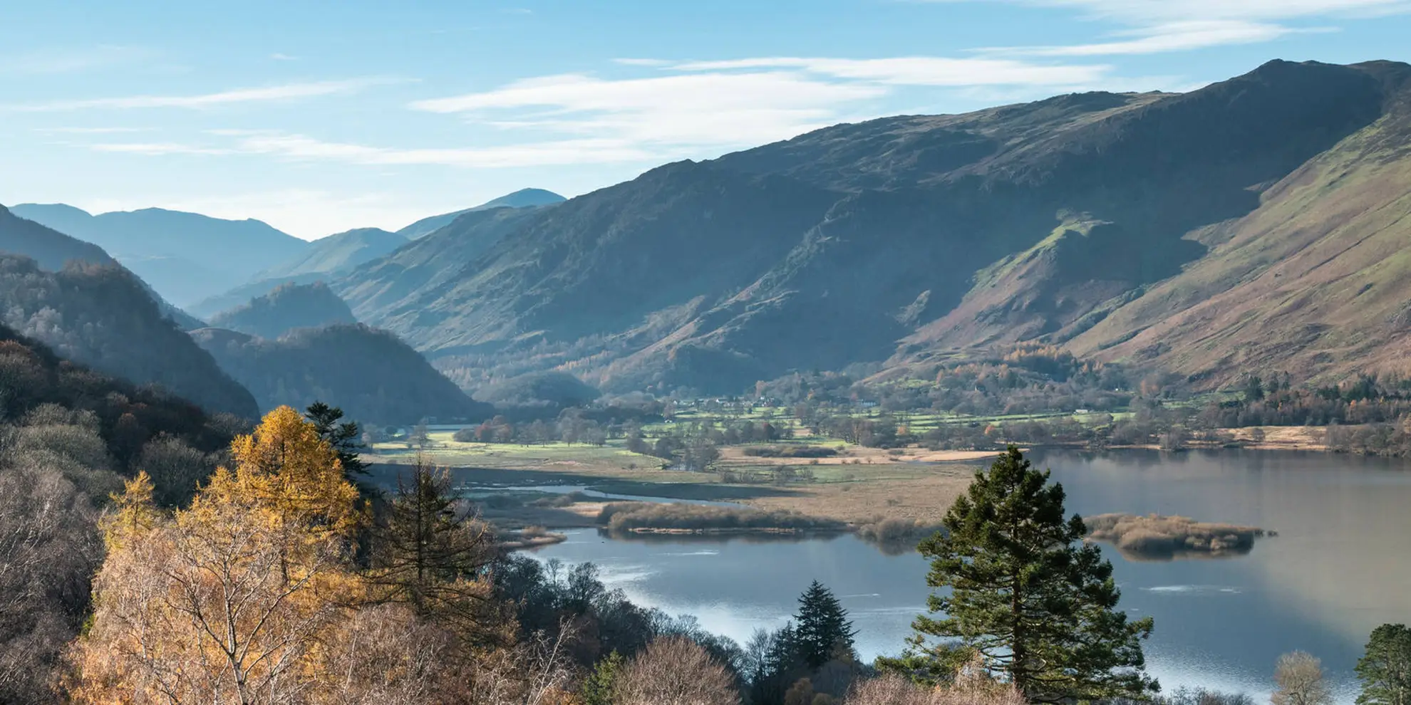 An image depicting the trail Walla Crag and Great Wood Loop near Derwent Water and its surrounding area.