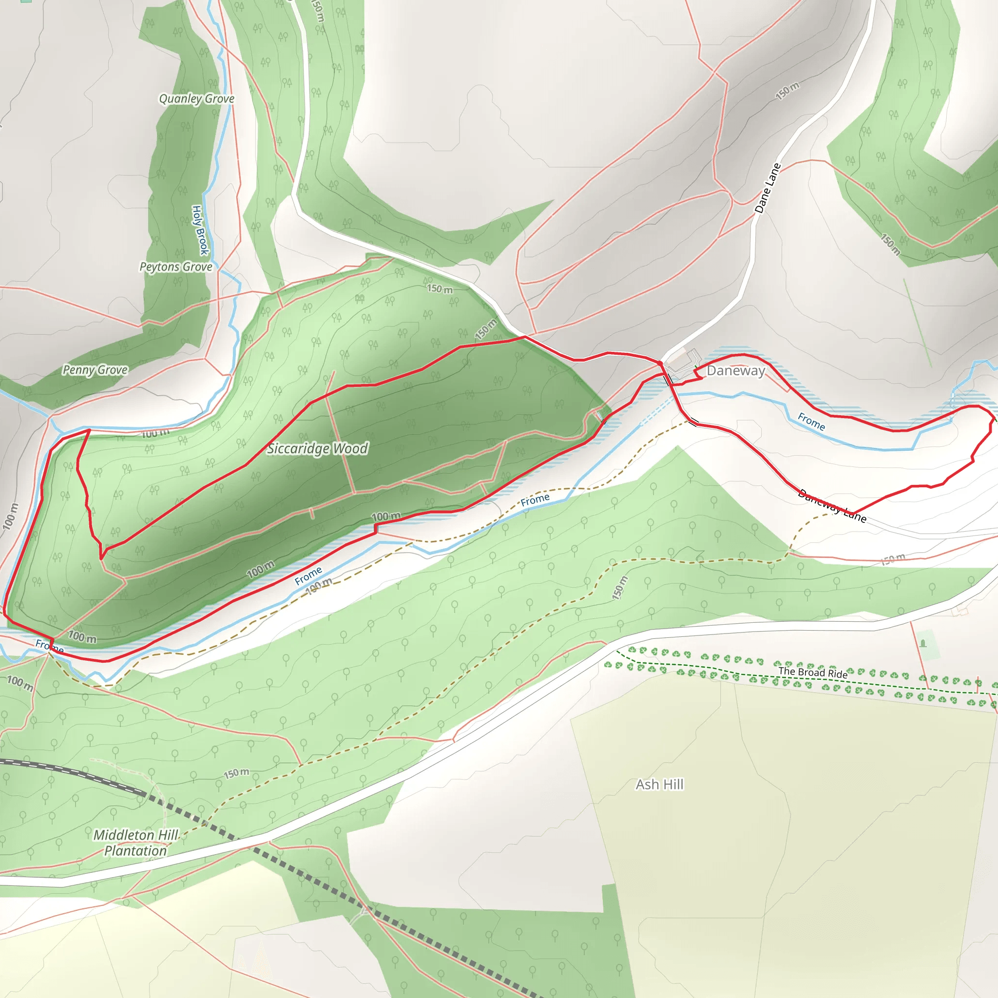Siccaridge Wood via Wysis Way and T and S Way mobile static map